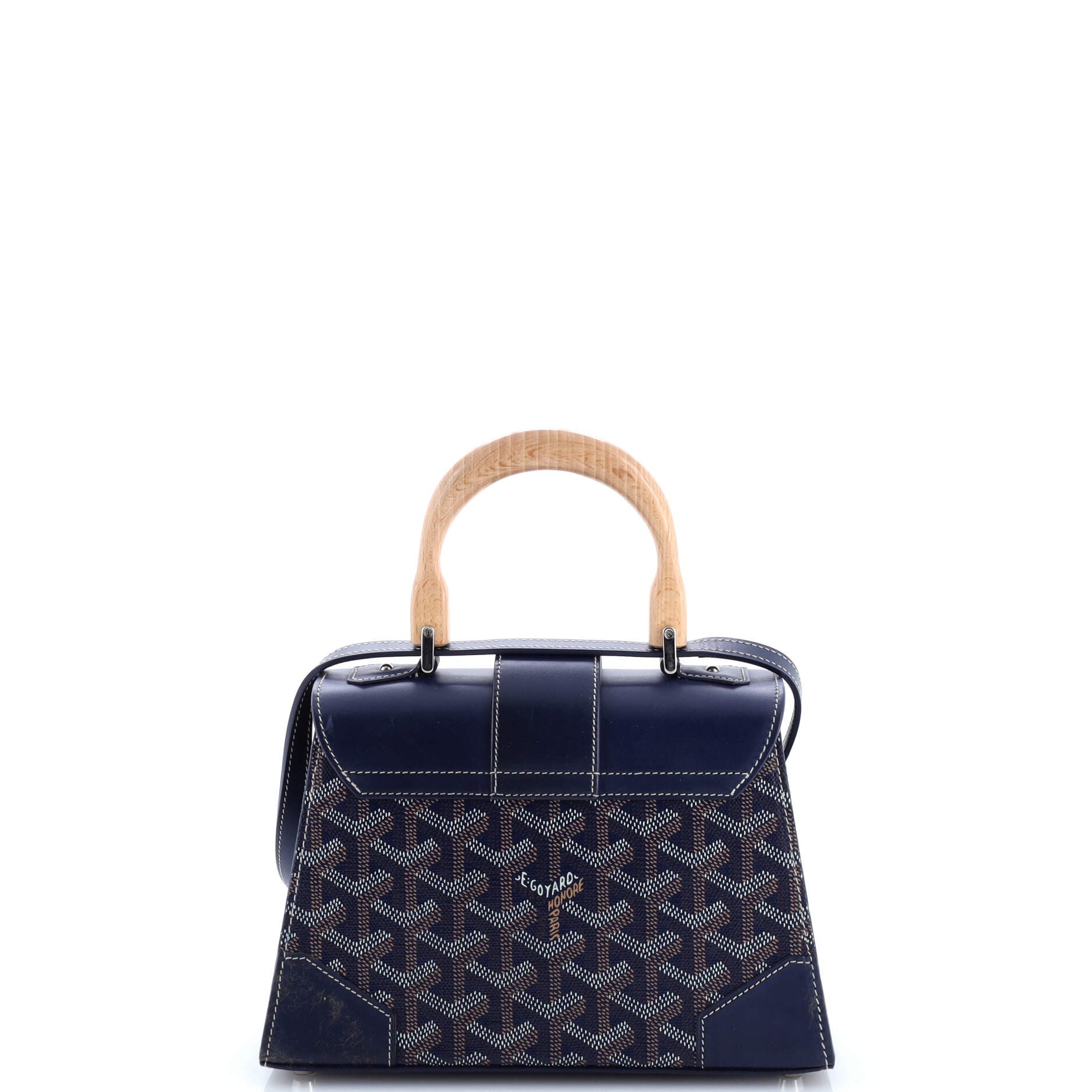 Structured Saigon Top Handle Bag Coated Canvas with Leather Mini