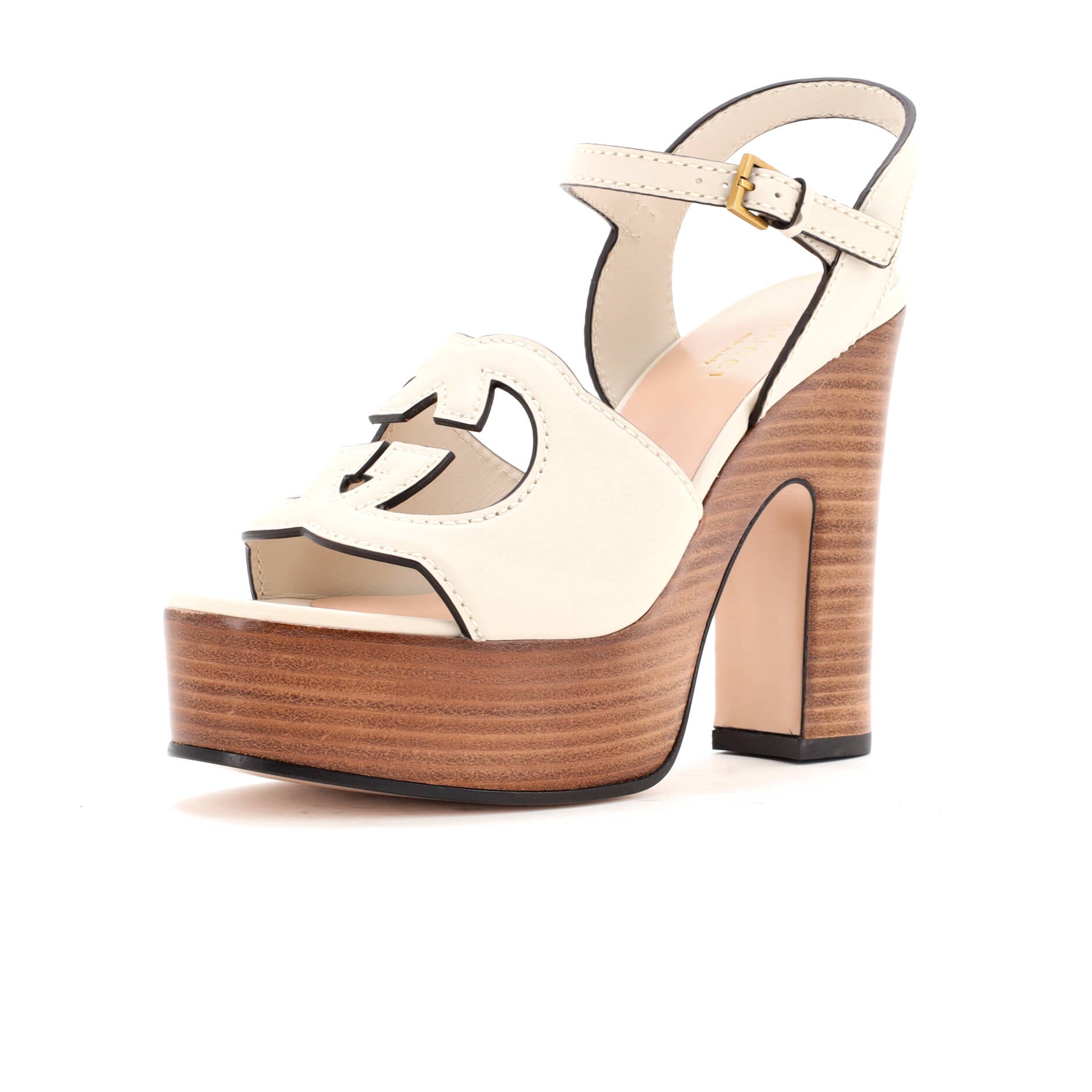 Women's Interlocking G Cut-Out Platform Sandals Leather