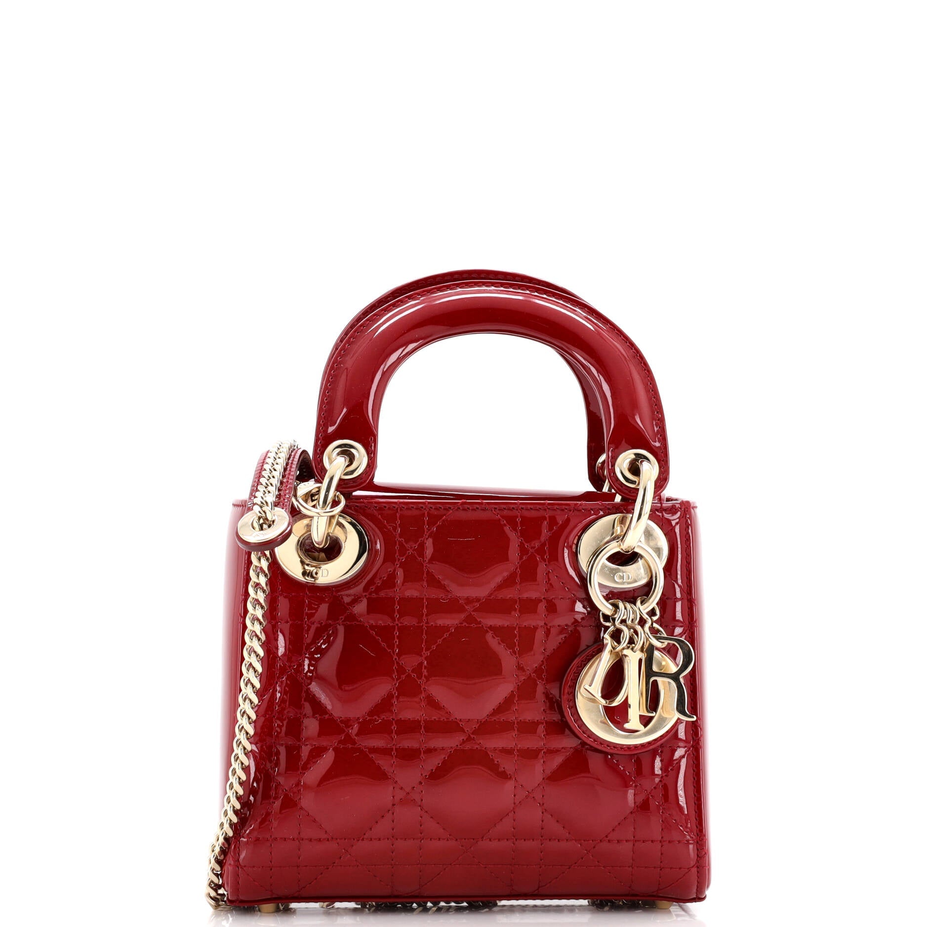 Lady Dior Chain Bag Cannage Quilt Patent Mini