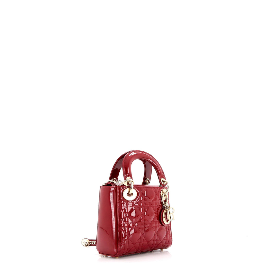 Lady Dior Chain Bag Cannage Quilt Patent Mini