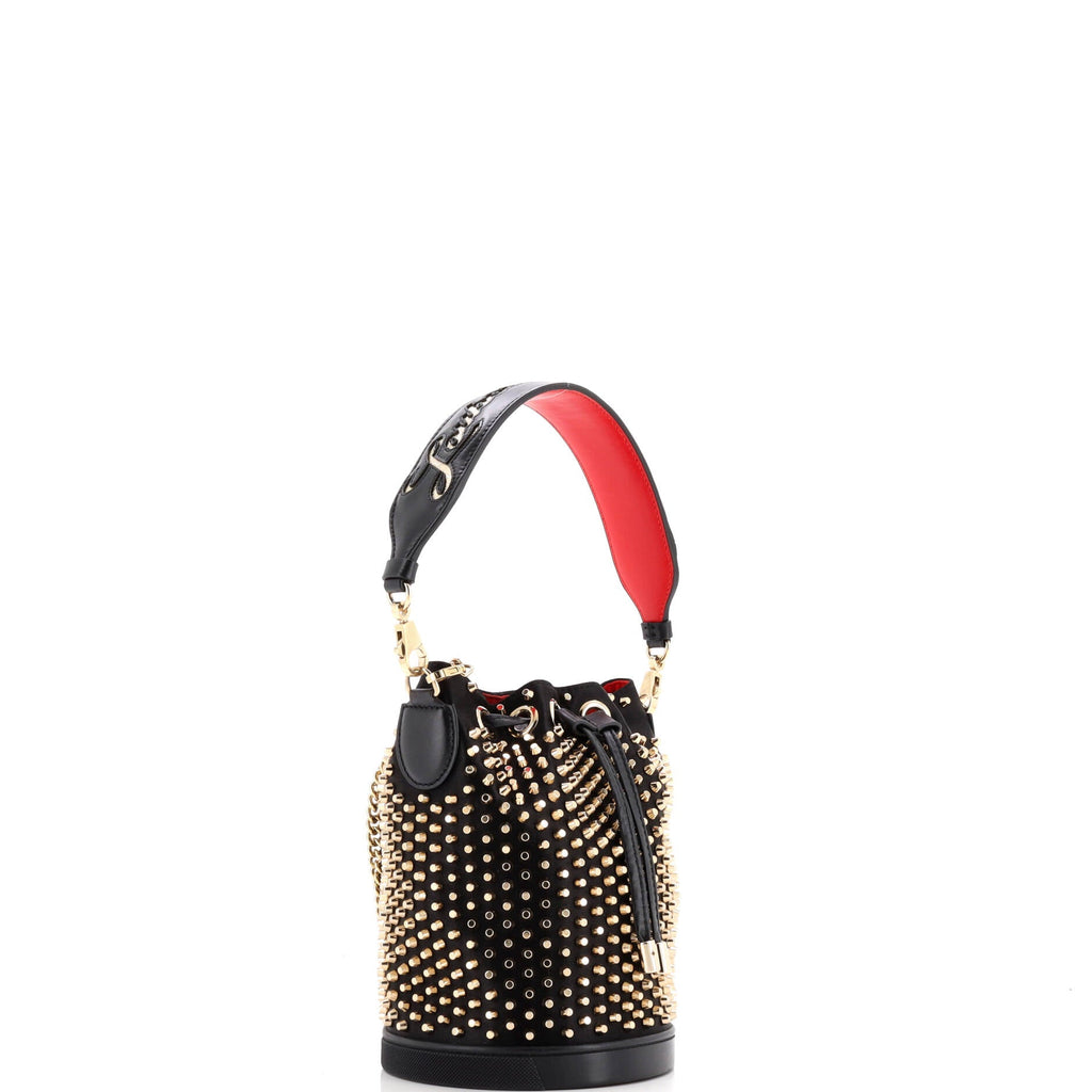 Marie Jane Bucket Bag Studded Satin and Leather