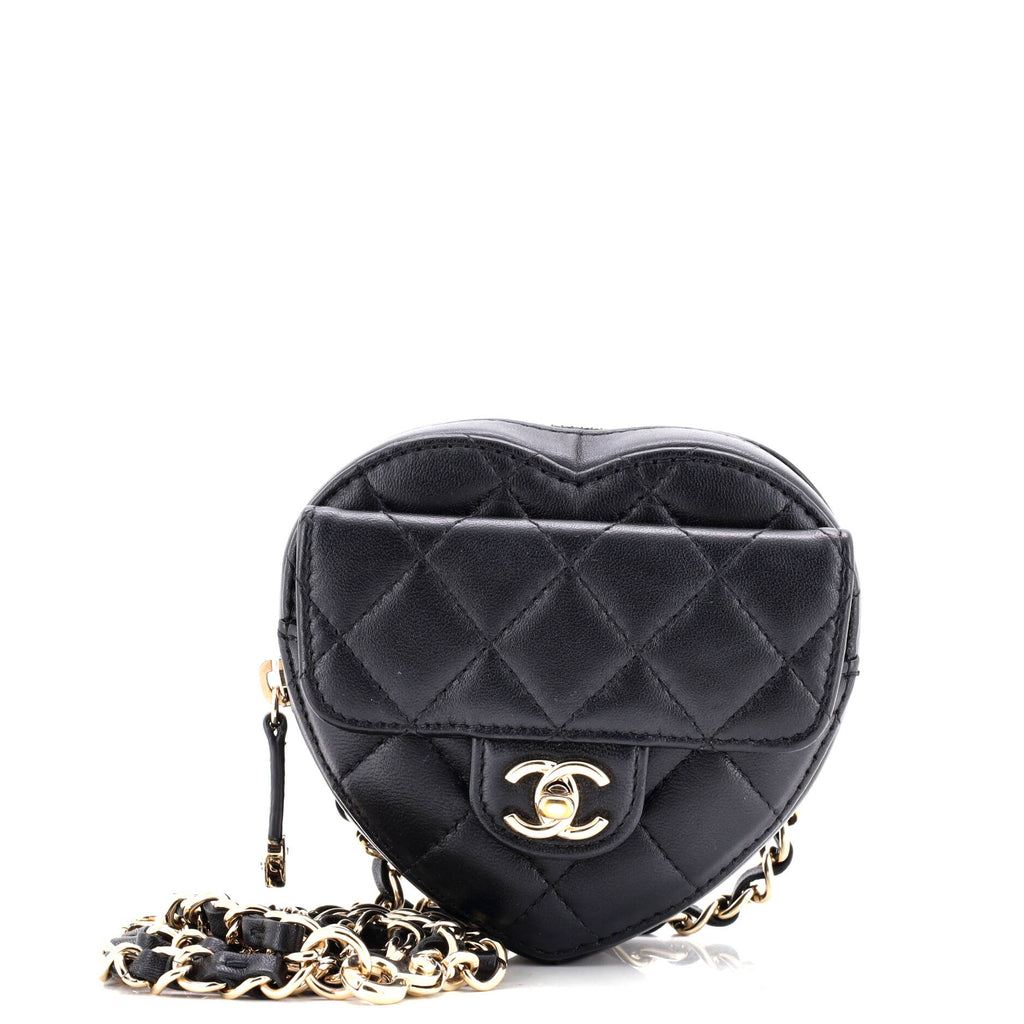 CC in Love Heart Belt Bag Quilted Lambskin
