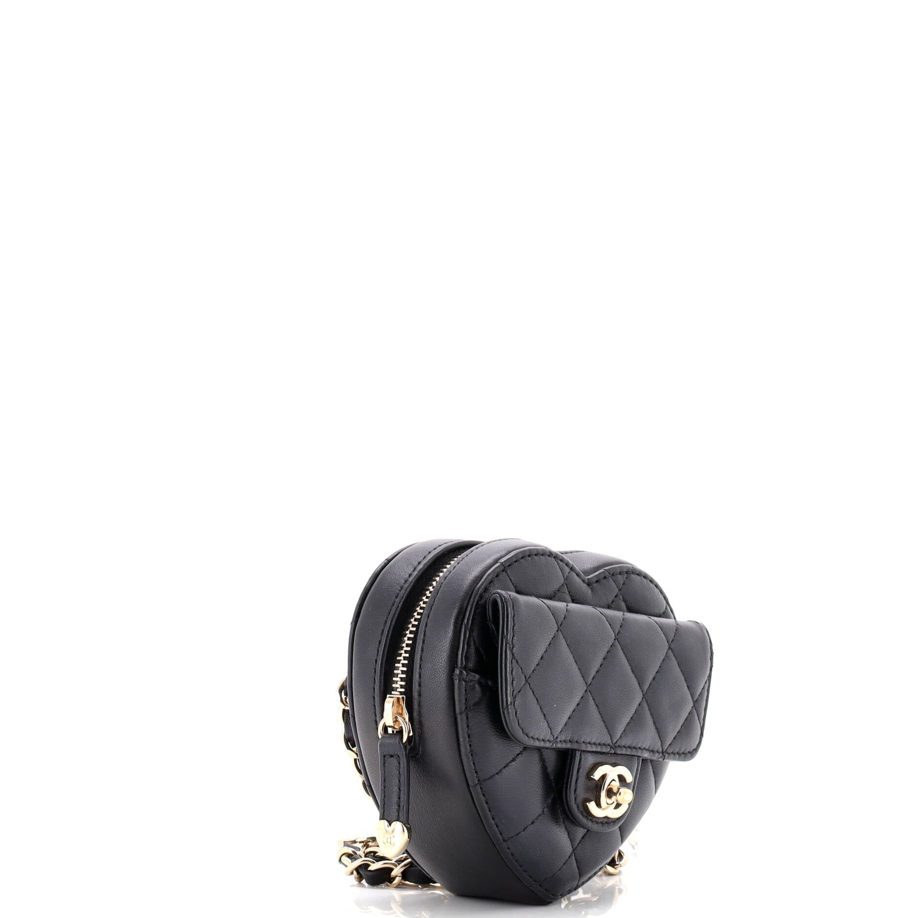 CC in Love Heart Belt Bag Quilted Lambskin