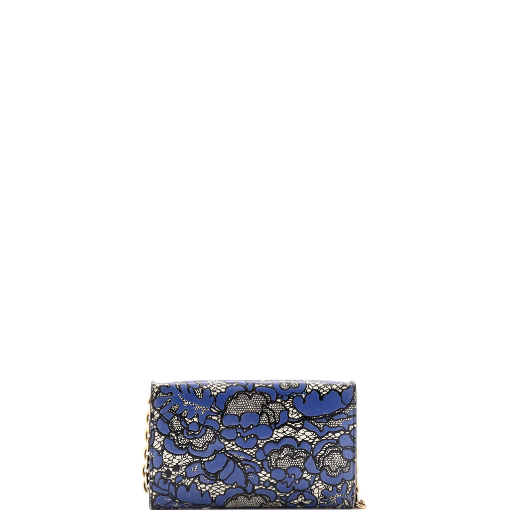 Twist Chain Wallet Lace Embossed Leather