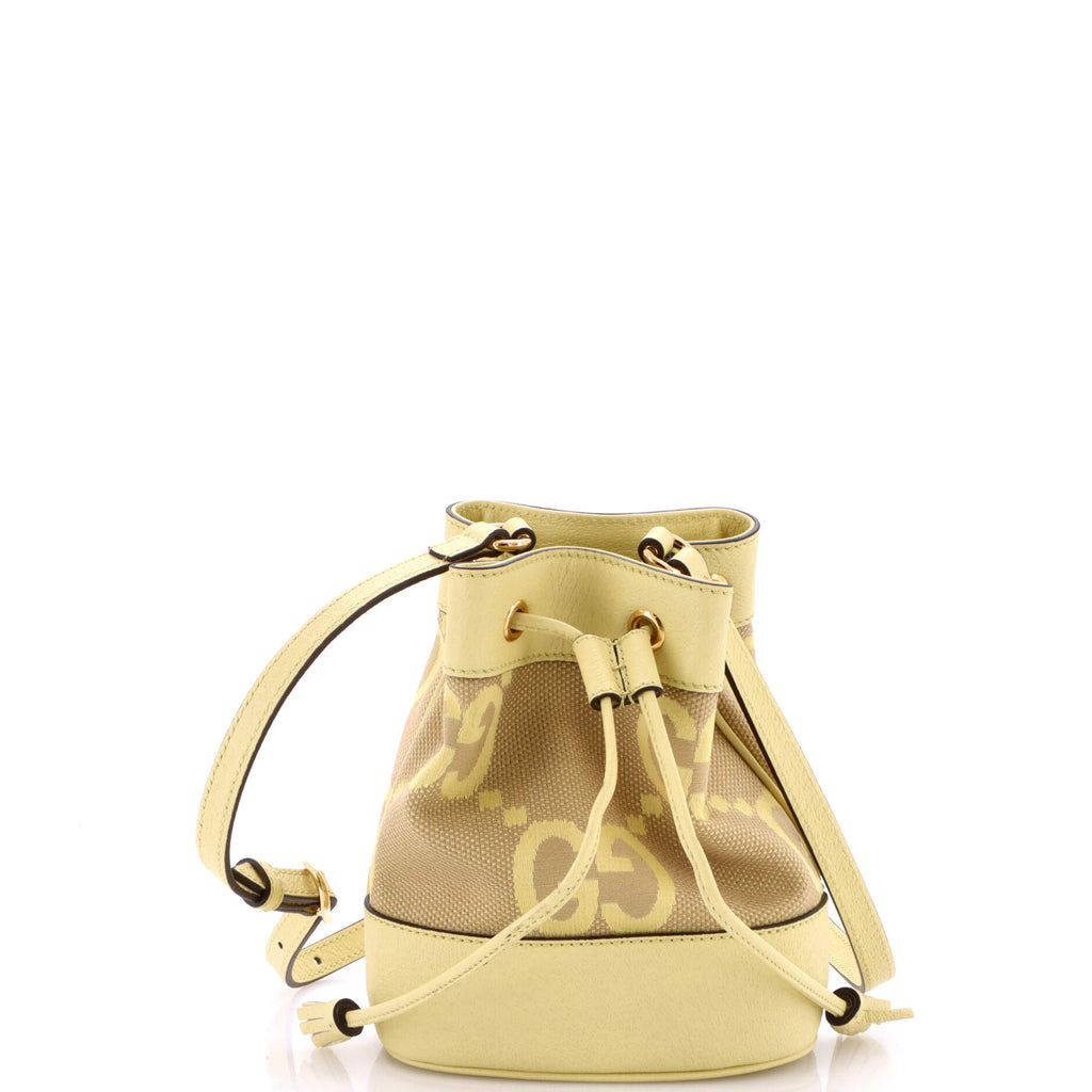 Ophidia Bucket Bag Jumbo GG Canvas with Leather Mini
