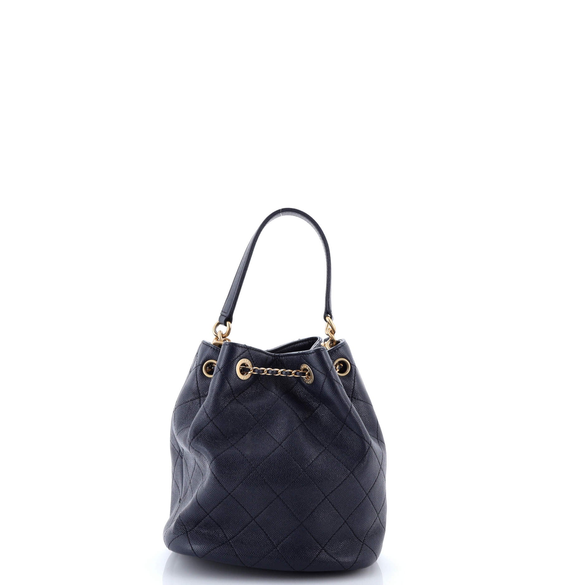 Fashion Therapy Drawstring Bucket Bag Quilted Caviar Small