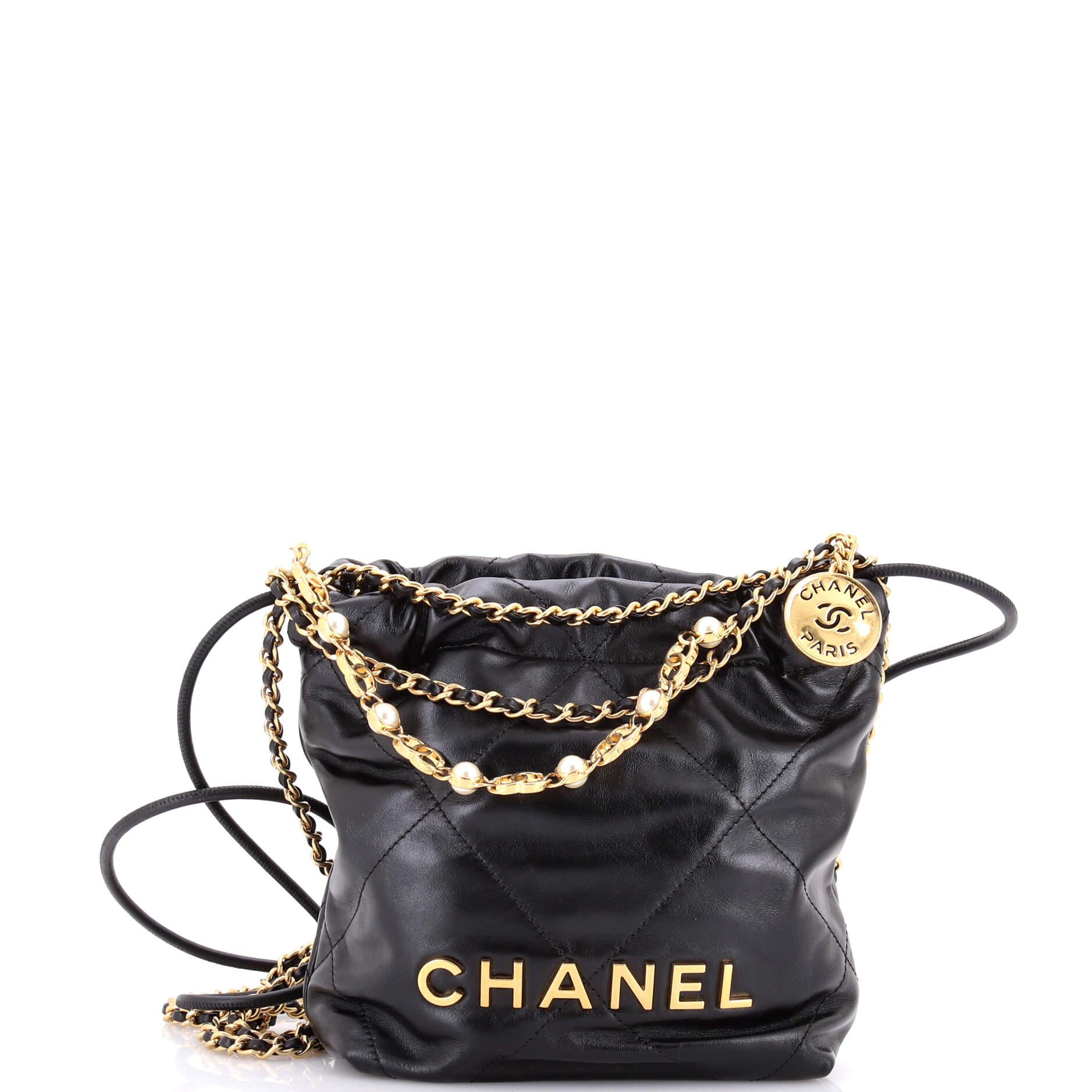 22 Chain Hobo Quilted Calfskin with CC Pearl Chain Mini