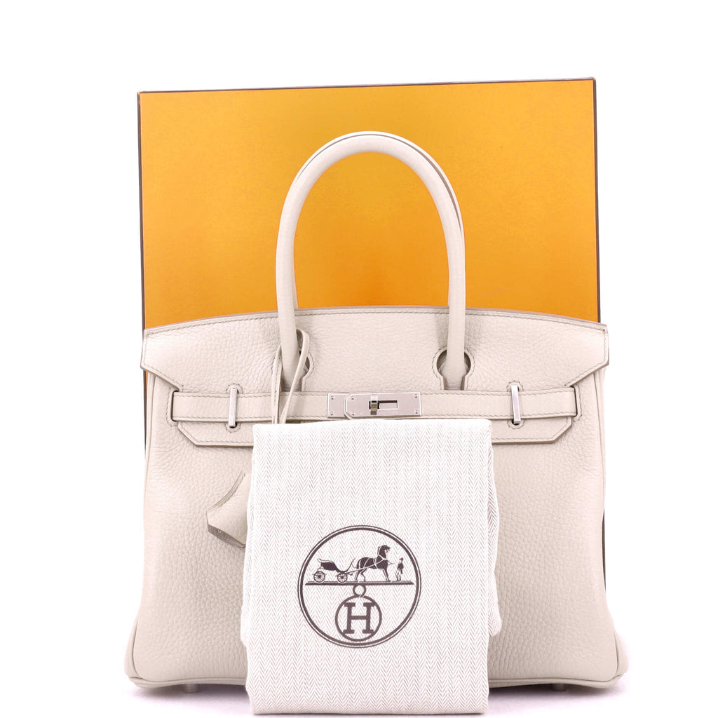 Birkin Handbag Light Clemence with Palladium Hardware 30
