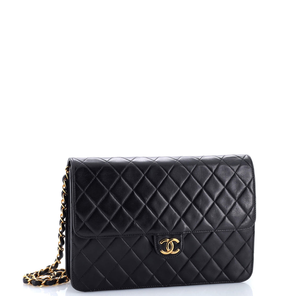 Vintage Clutch with Chain Quilted Leather Medium