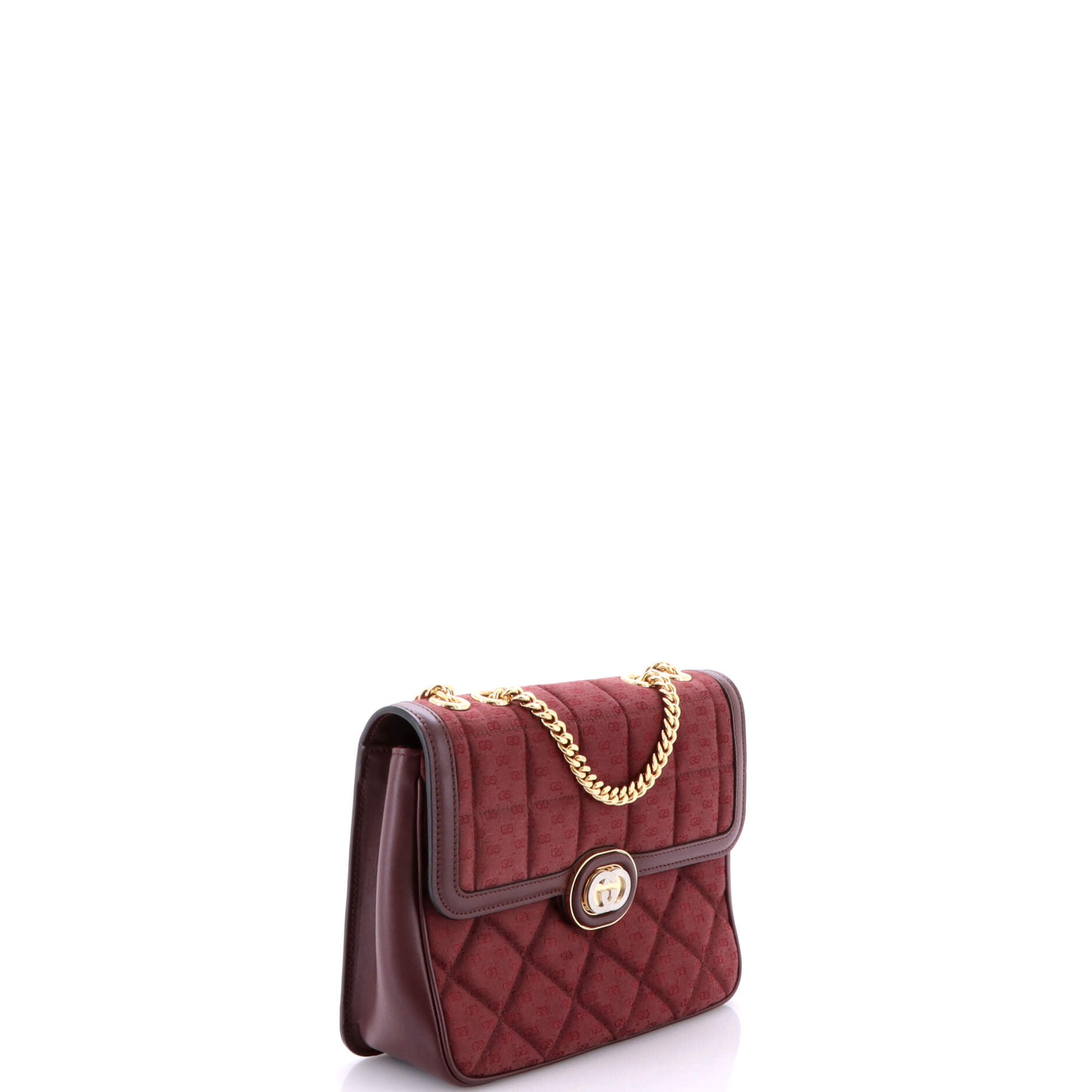 Deco Chain Flap Bag Mixed Quilt Mini GG Canvas and Leather Small