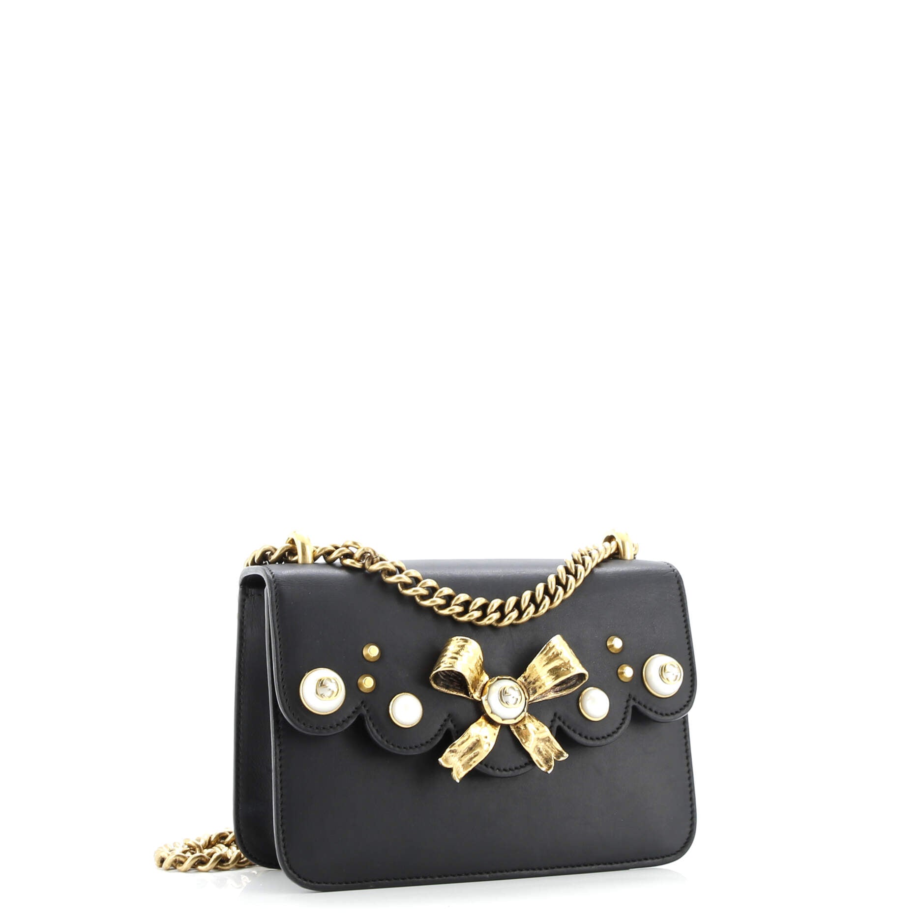 Pearly Peony Chain Shoulder Bag Leather Small