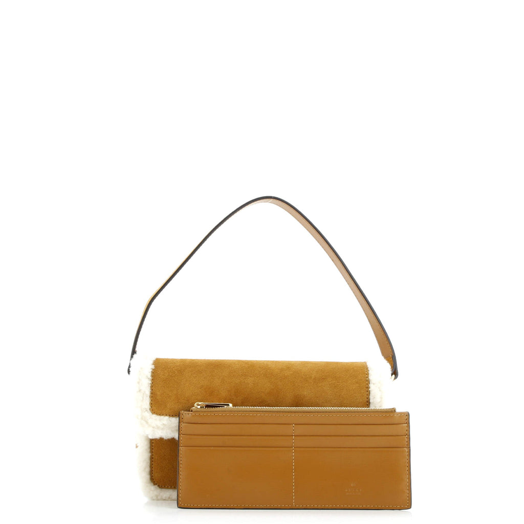 Horsebit 1955 Shoulder Bag Suede with Shearling Mini