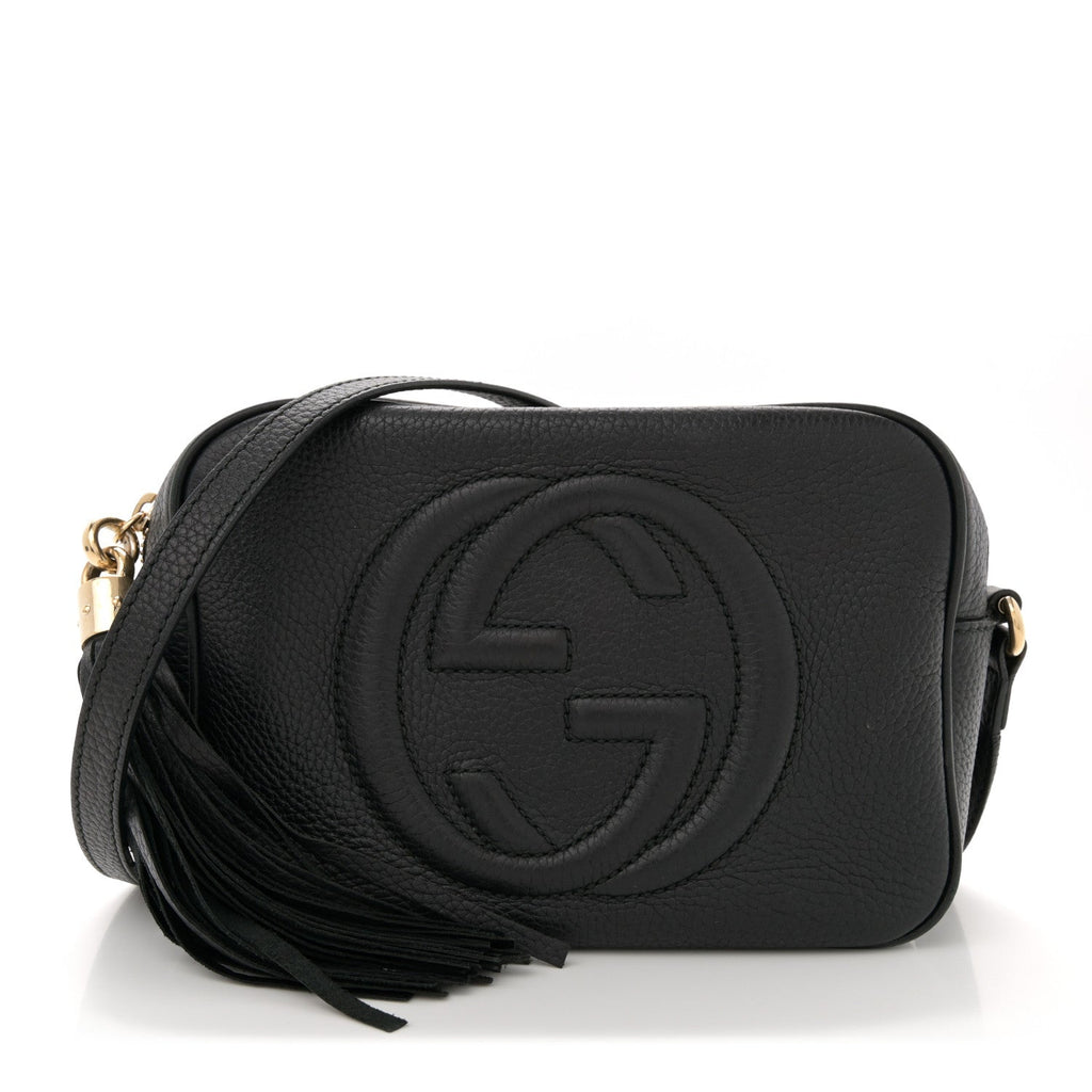 Pebbled Calfskin Small Soho Disco Bag Black