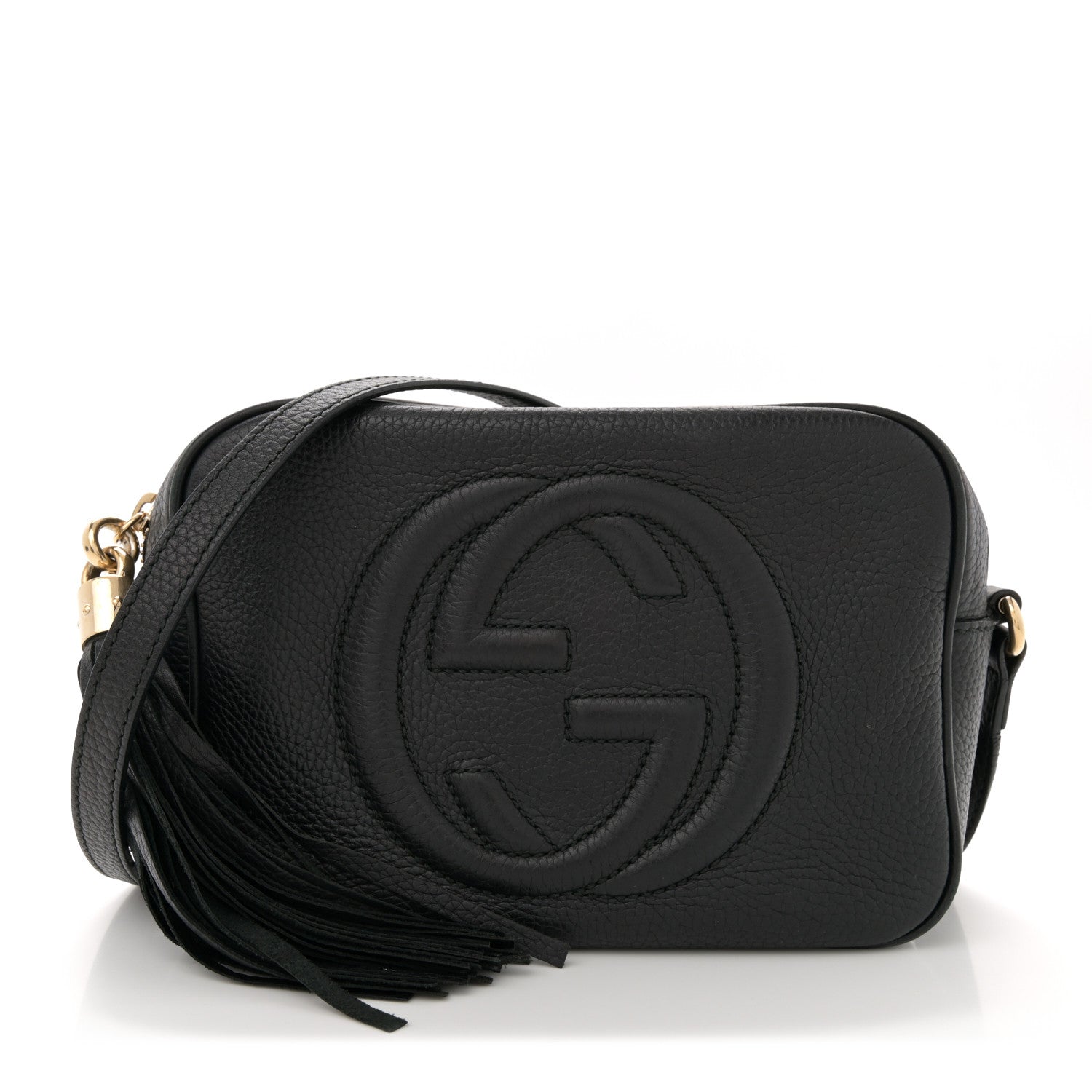 Pebbled Calfskin Small Soho Disco Bag Black