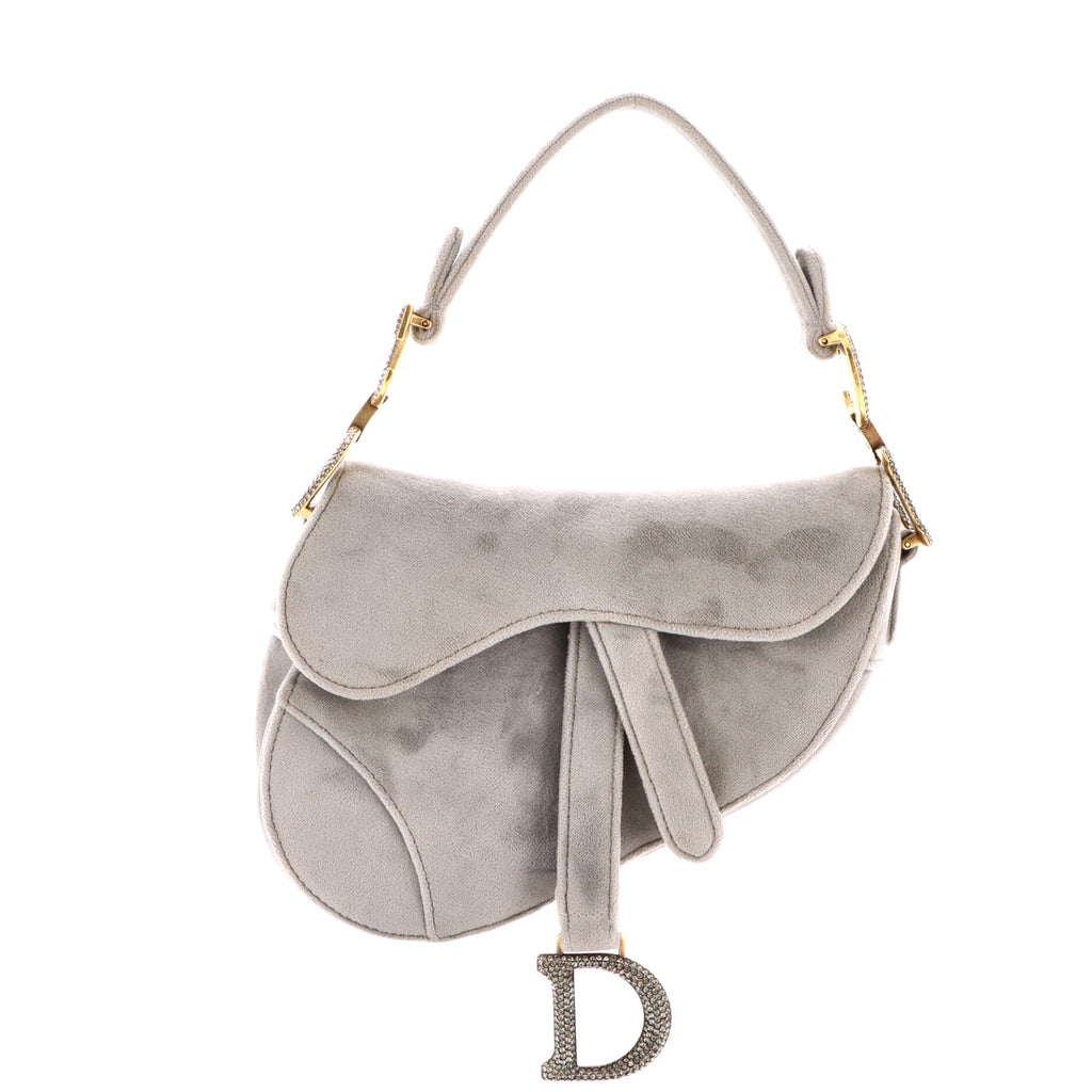 Saddle Handbag Velvet with Crystals Mini
