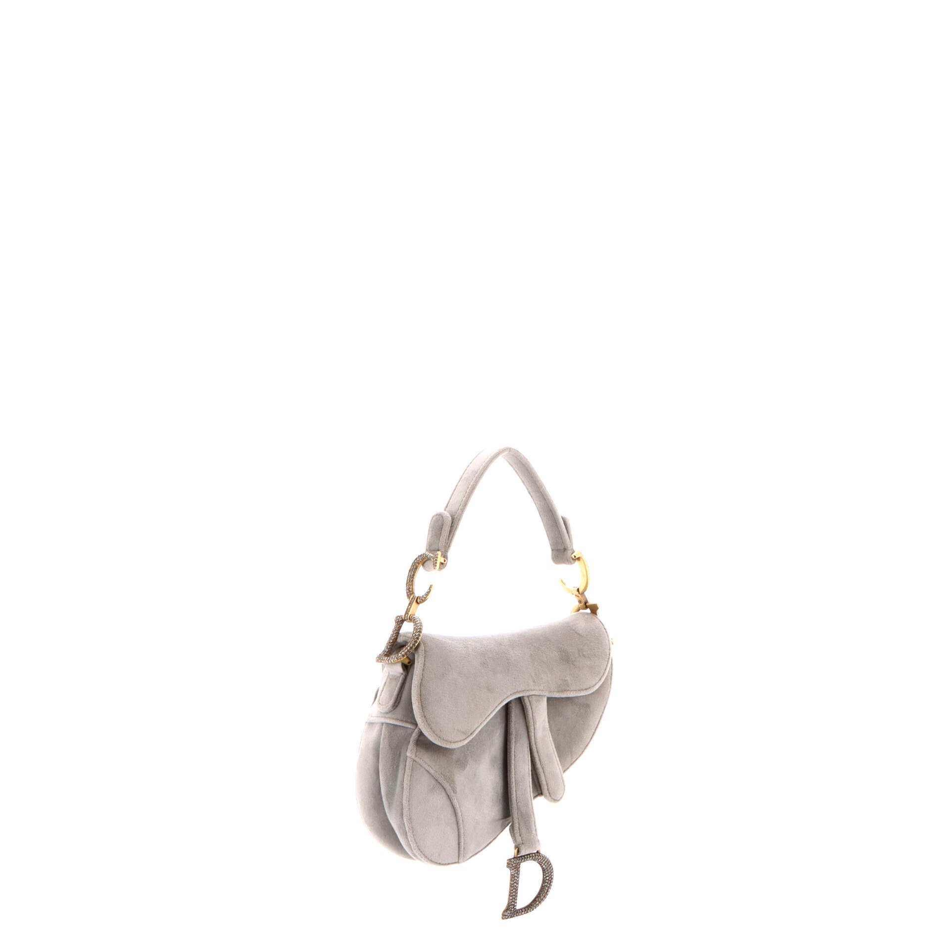 Saddle Handbag Velvet with Crystals Mini