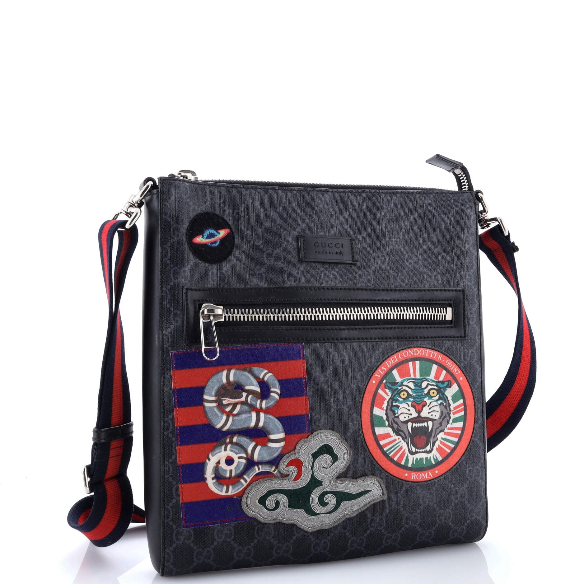 Night Courrier Zip Messenger GG Coated Canvas with Applique Medium