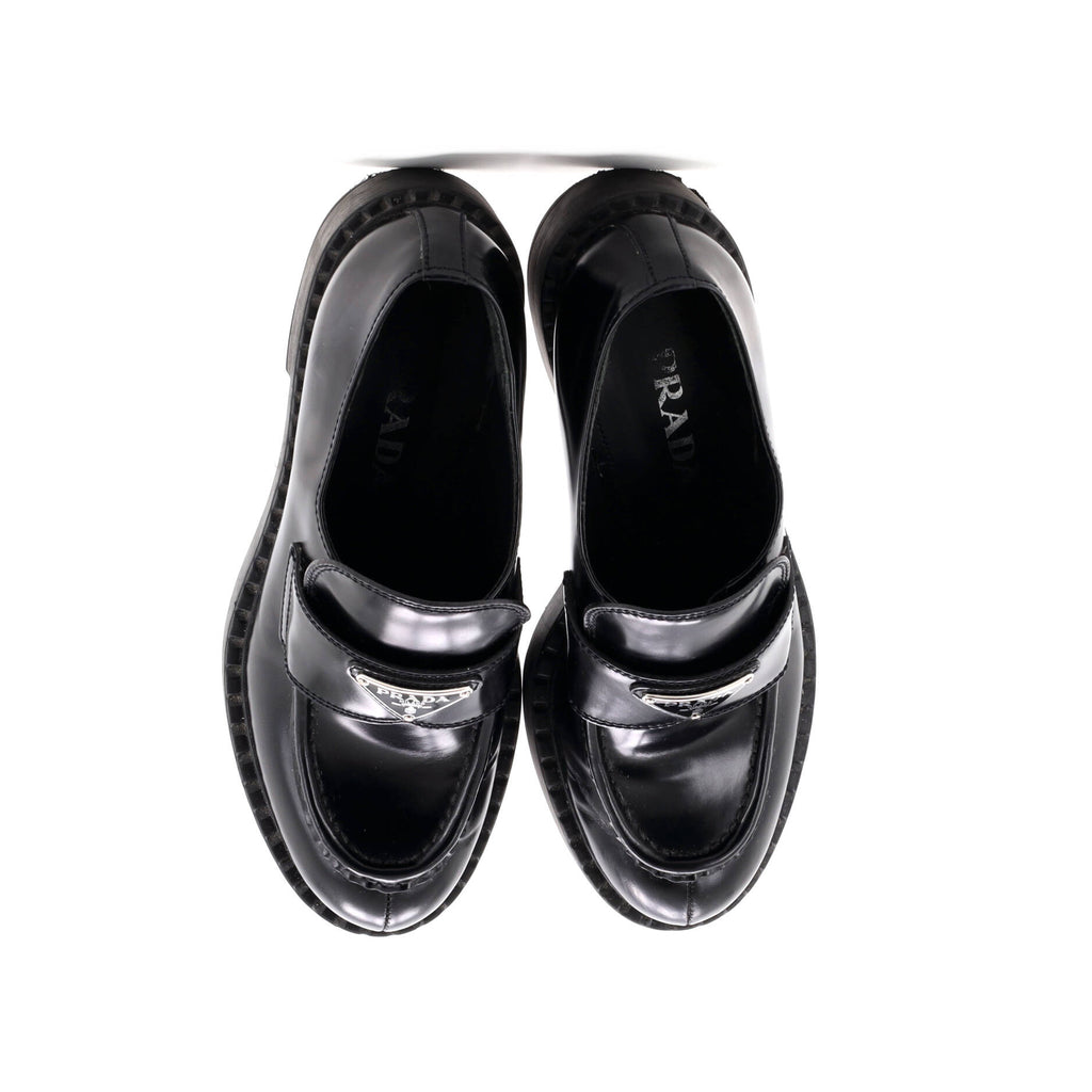 Women's Triangle Logo Loafers Spazzolato Leather