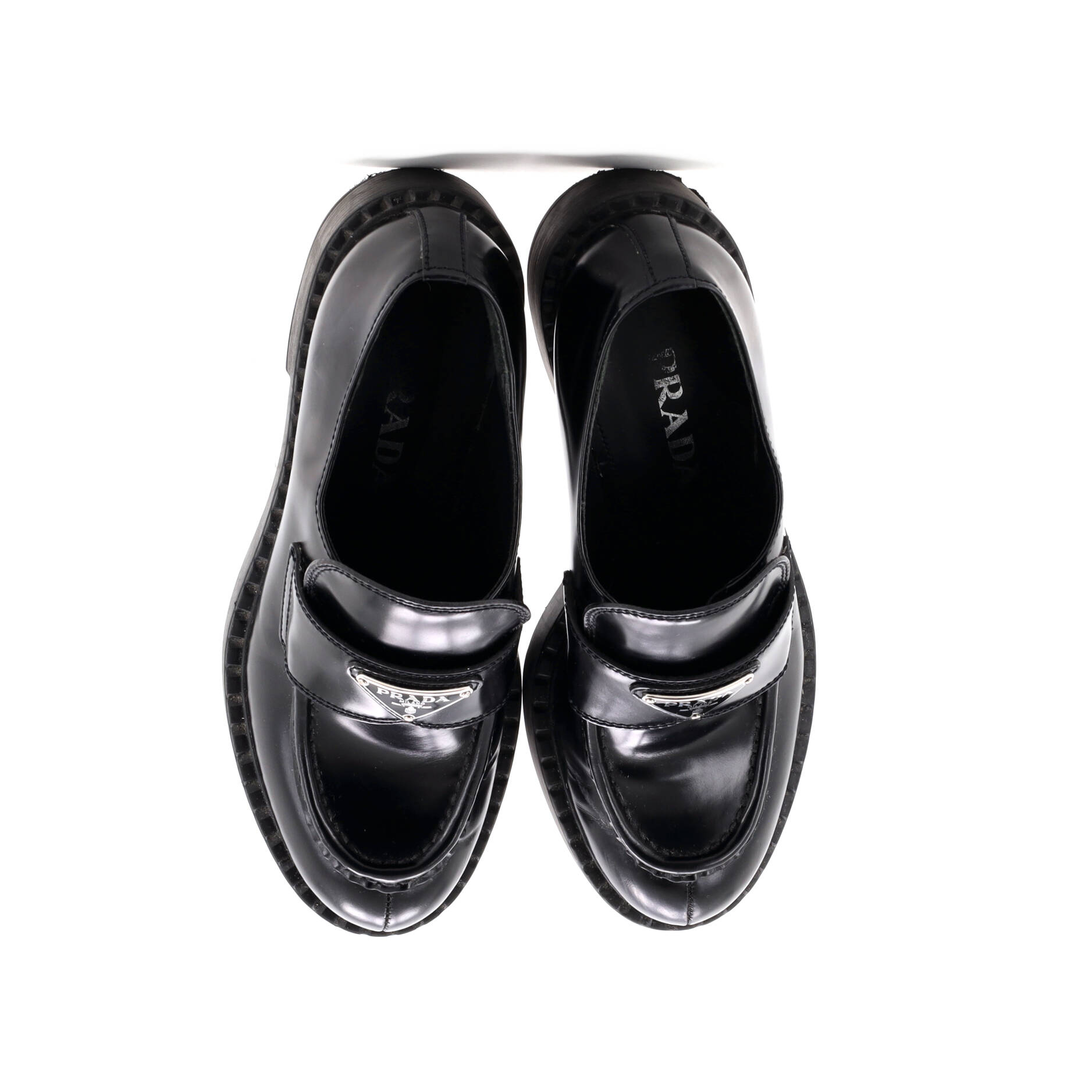 Women's Triangle Logo Loafers Spazzolato Leather