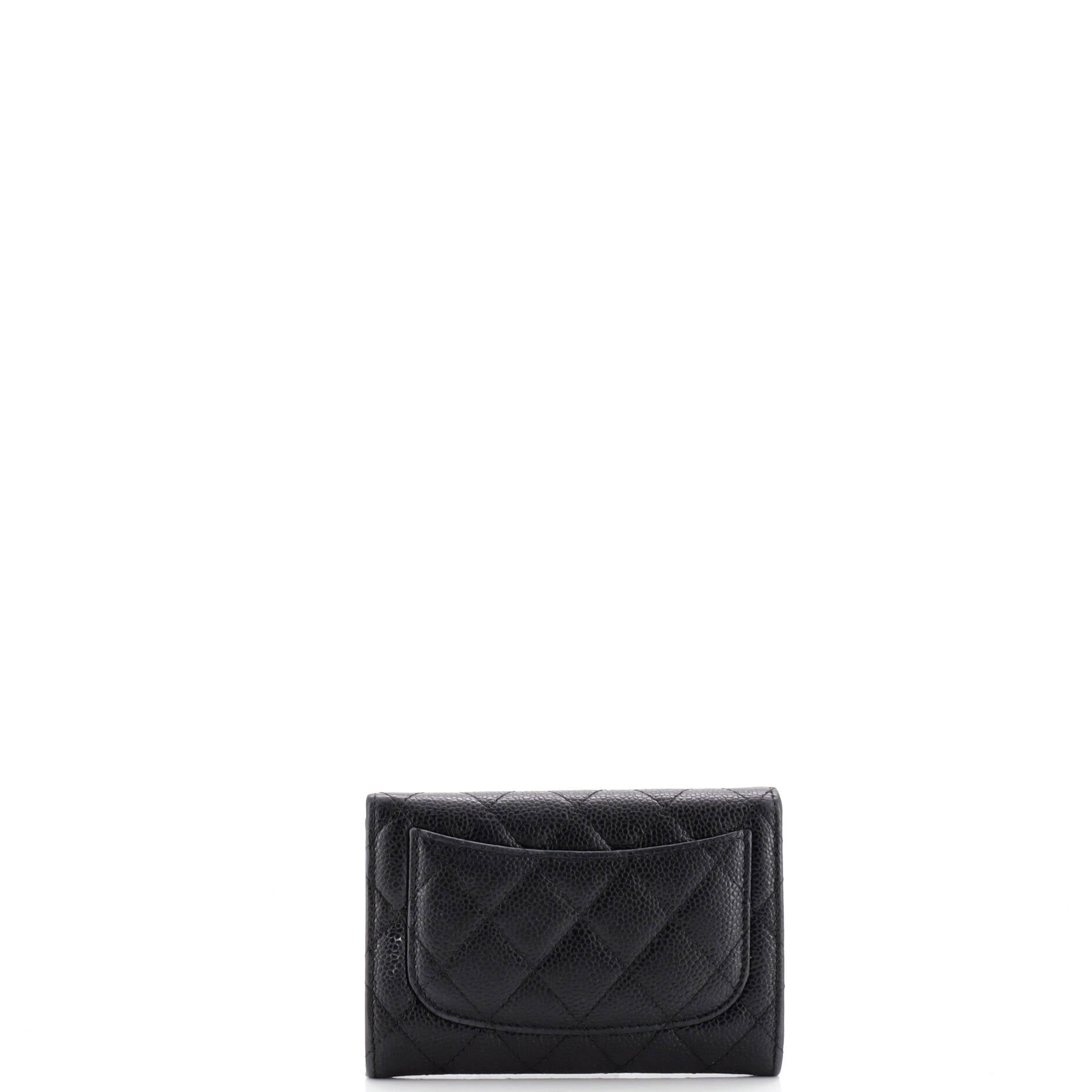 CC Gusset Classic Flap Wallet Quilted Caviar Medium