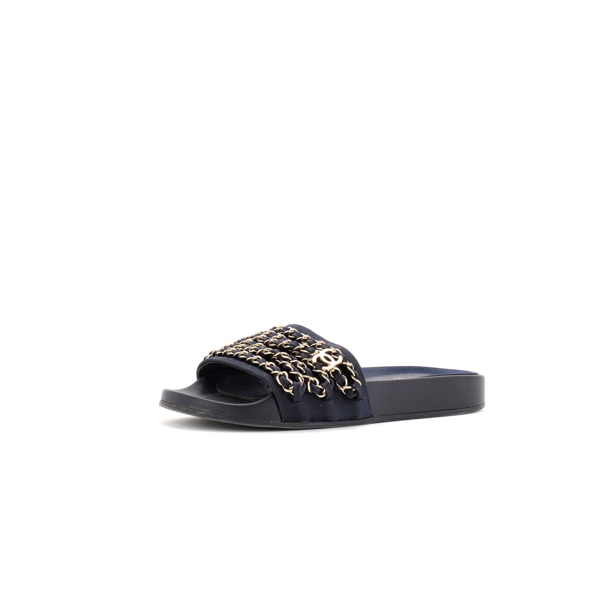 Women's CC Chain Slide Sandals Satin