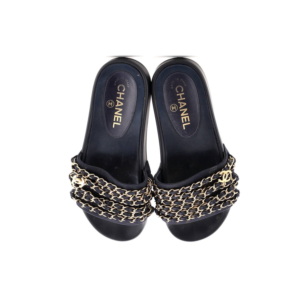 Women's CC Chain Slide Sandals Satin