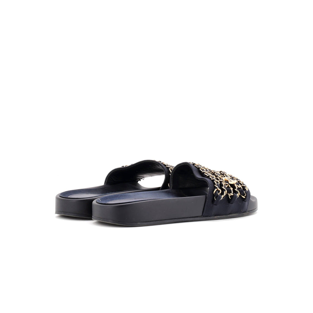 Women's CC Chain Slide Sandals Satin