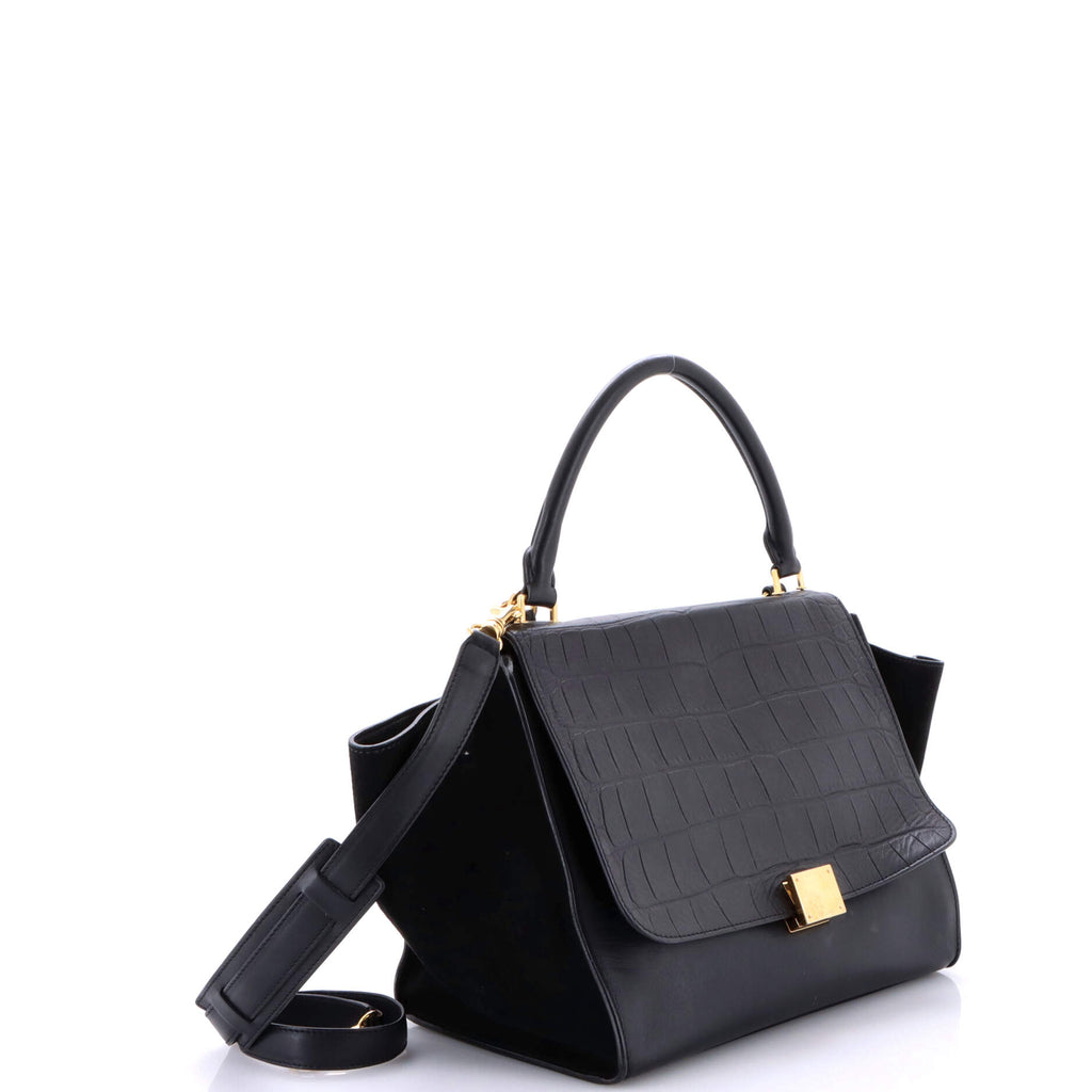 Trapeze Bag Crocodile Embossed Leather Medium