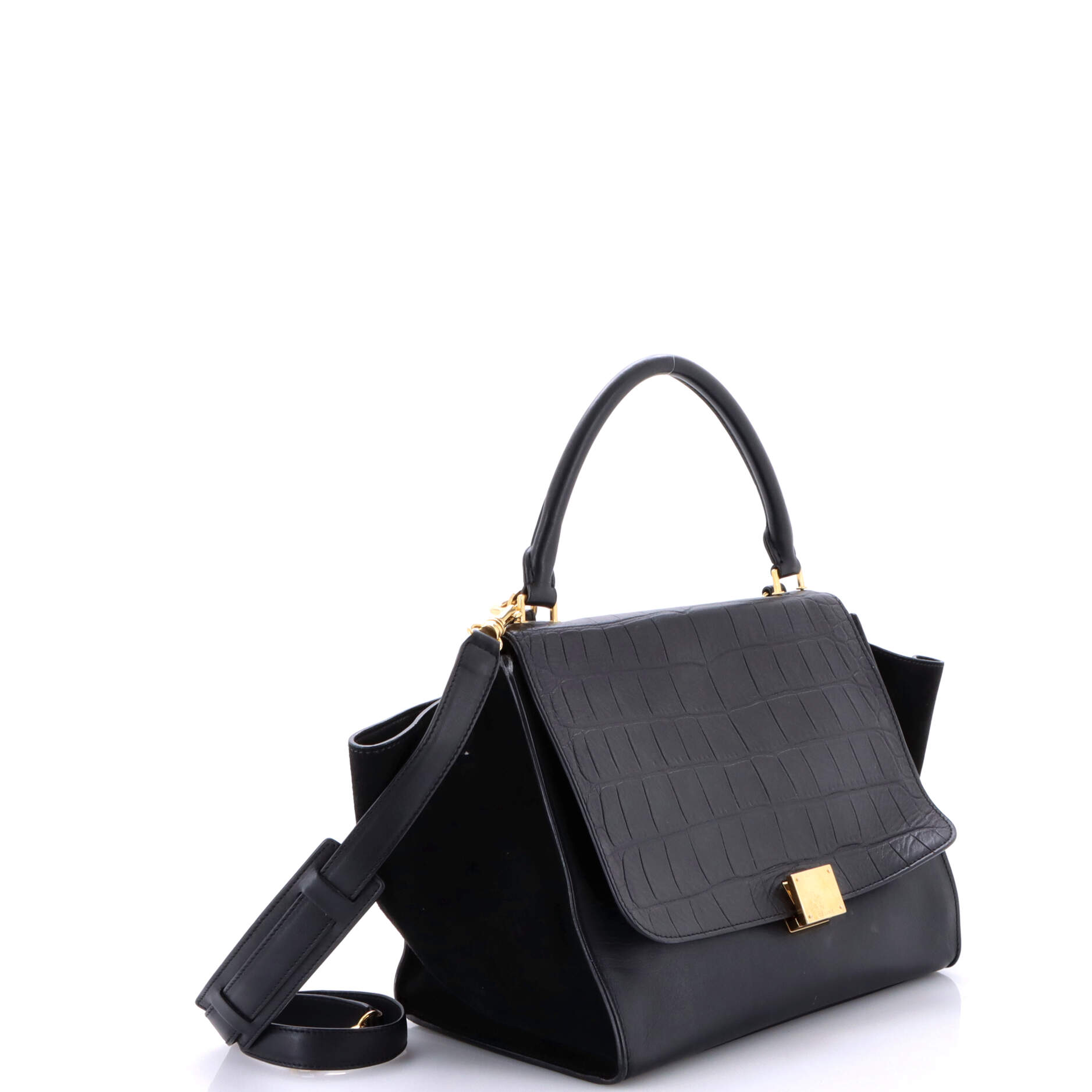 Trapeze Bag Crocodile Embossed Leather Medium