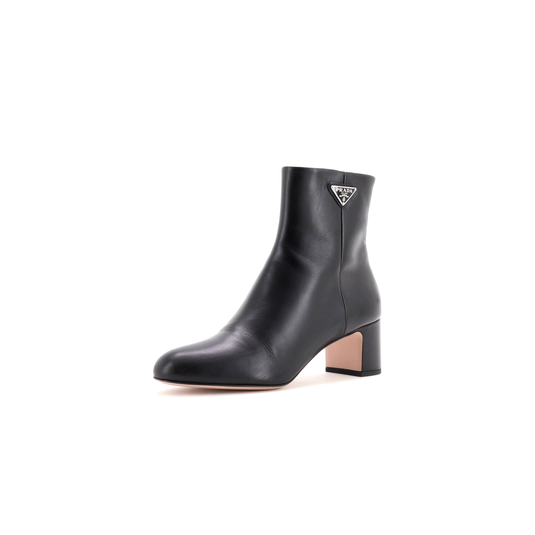 Women's Triangle Logo Ankle Boots Leather