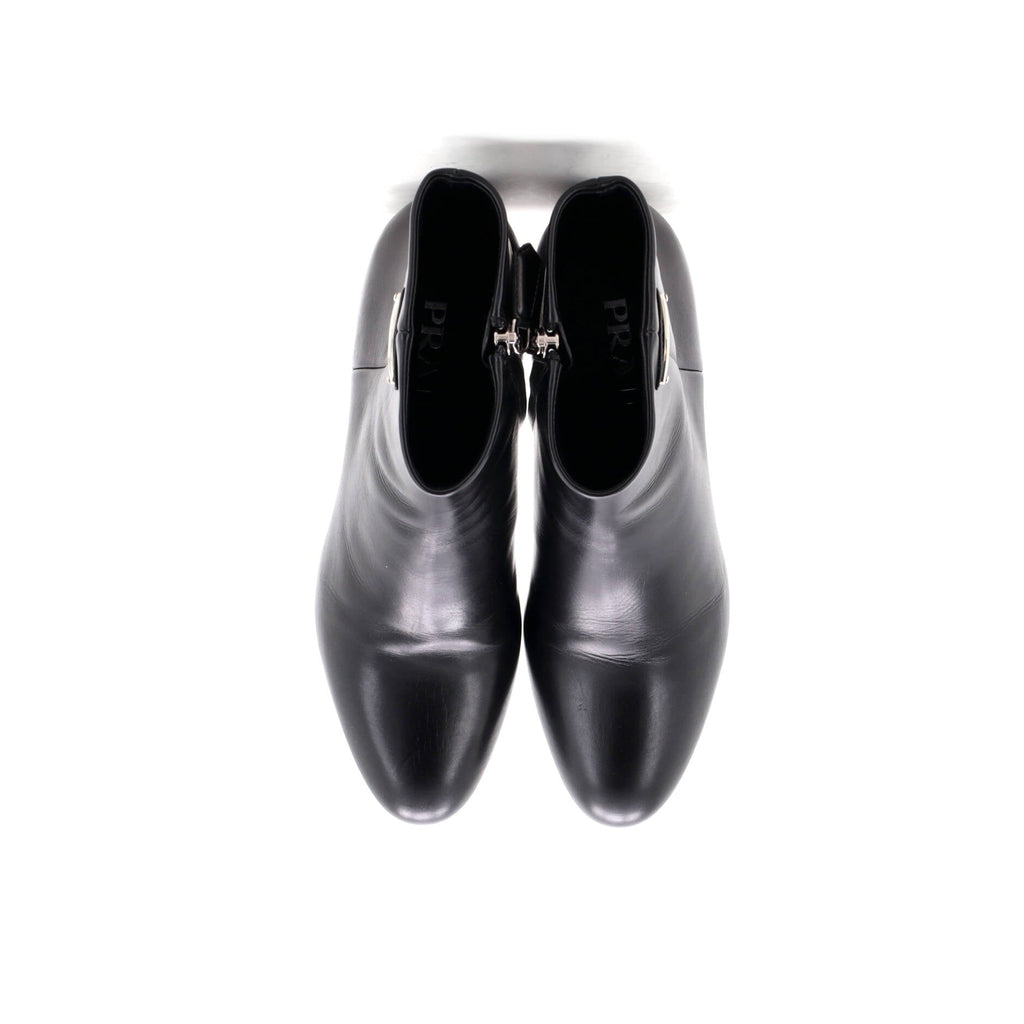 Women's Triangle Logo Ankle Boots Leather