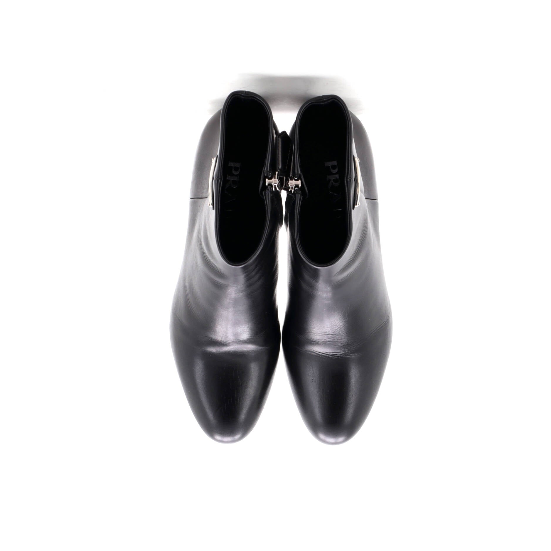 Women's Triangle Logo Ankle Boots Leather