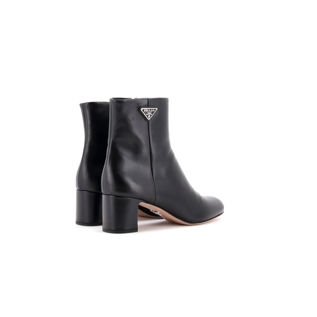 Women's Triangle Logo Ankle Boots Leather