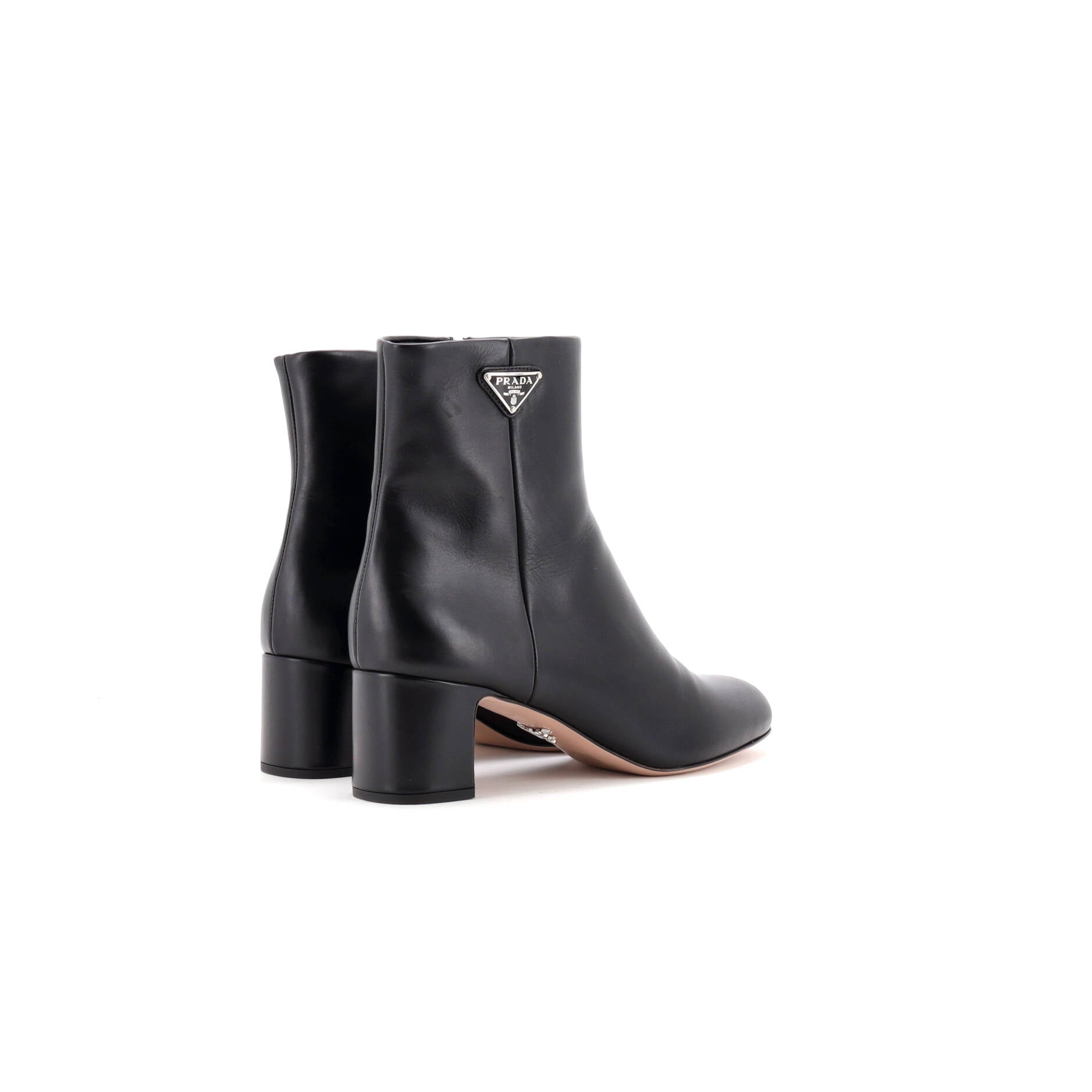 Women's Triangle Logo Ankle Boots Leather