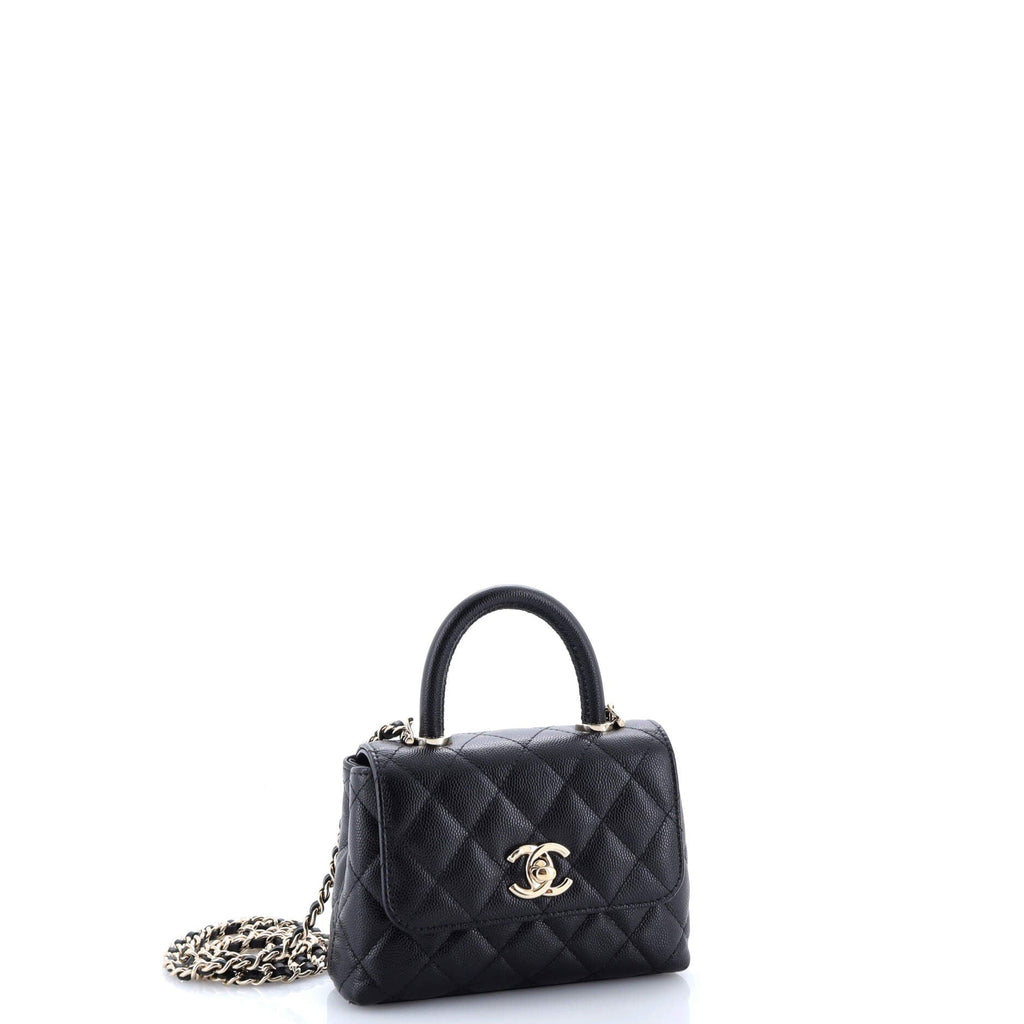 Coco Top Handle Bag Quilted Caviar Extra Mini