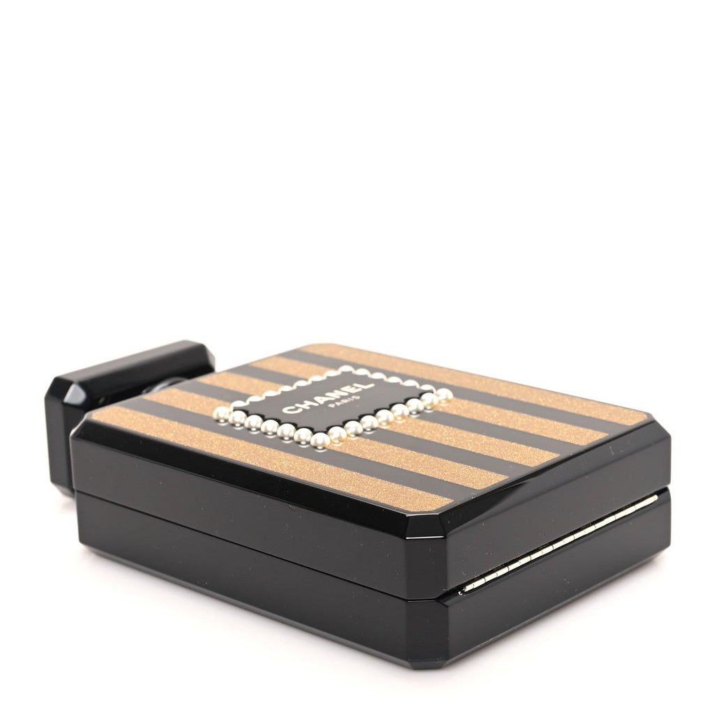 Plexiglass Perfume Bottle Clutch Black Gold