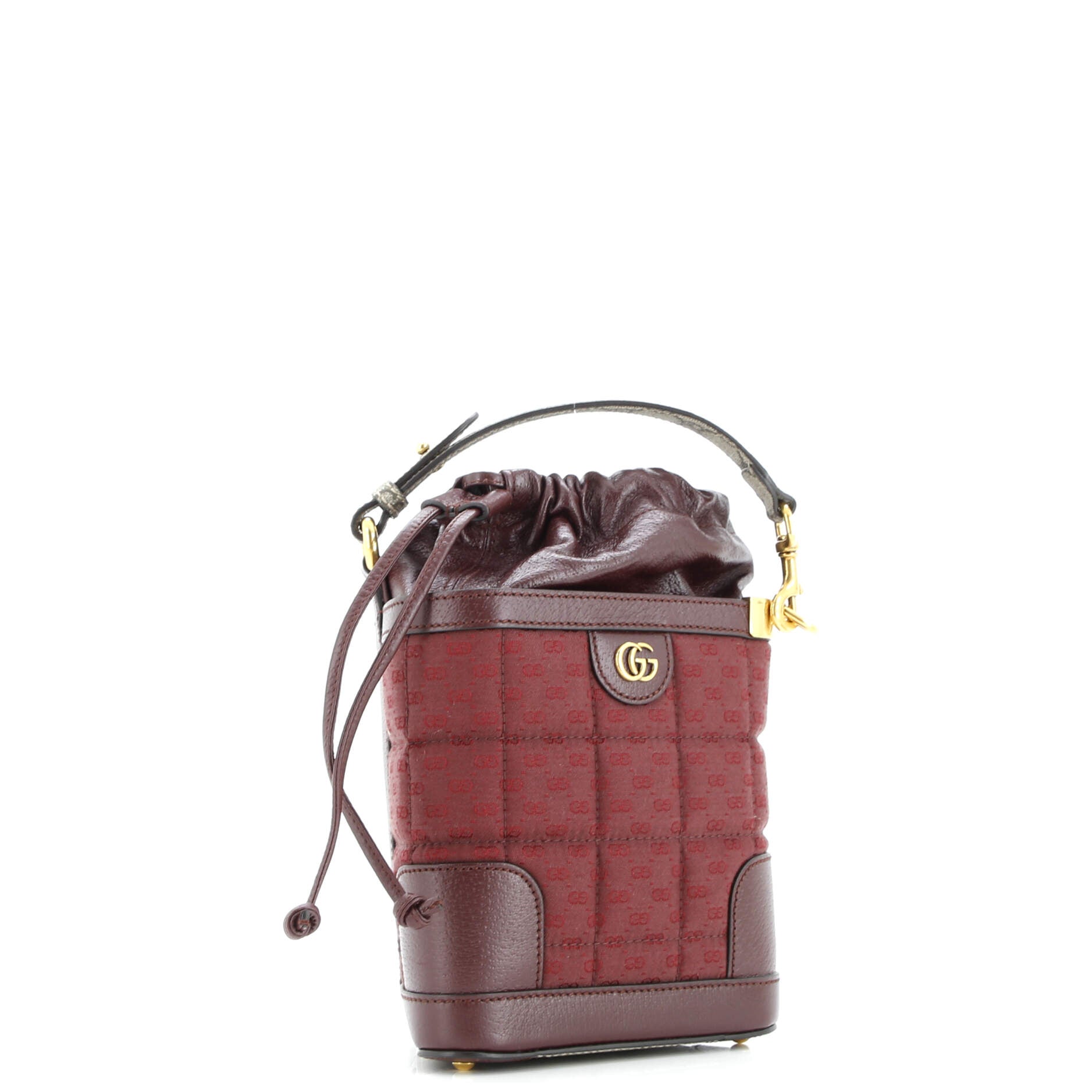 Drawstring Bucket Crossbody Bag Quilted Mini GG Canvas and Leather with GG Coated Canvas Mini