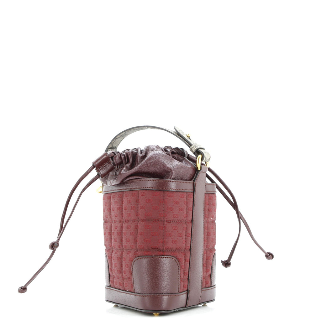 Drawstring Bucket Crossbody Bag Quilted Mini GG Canvas and Leather with GG Coated Canvas Mini