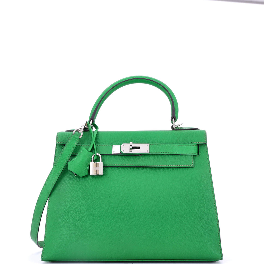 Kelly Handbag Bamboo Epsom with Palladium Hardware 28