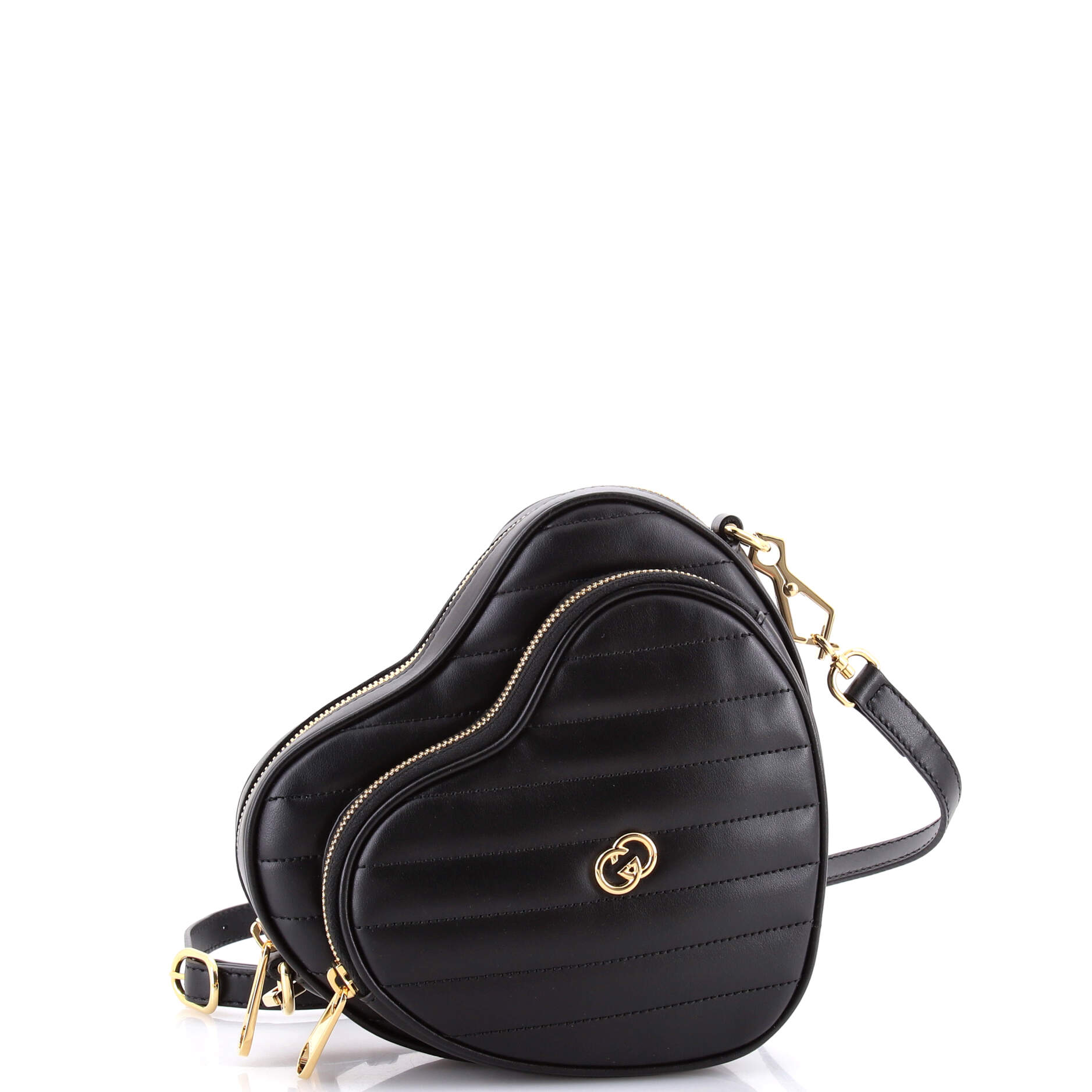 Interlocking G Heart Shoulder Bag Diagonal Quilted Leather Mini