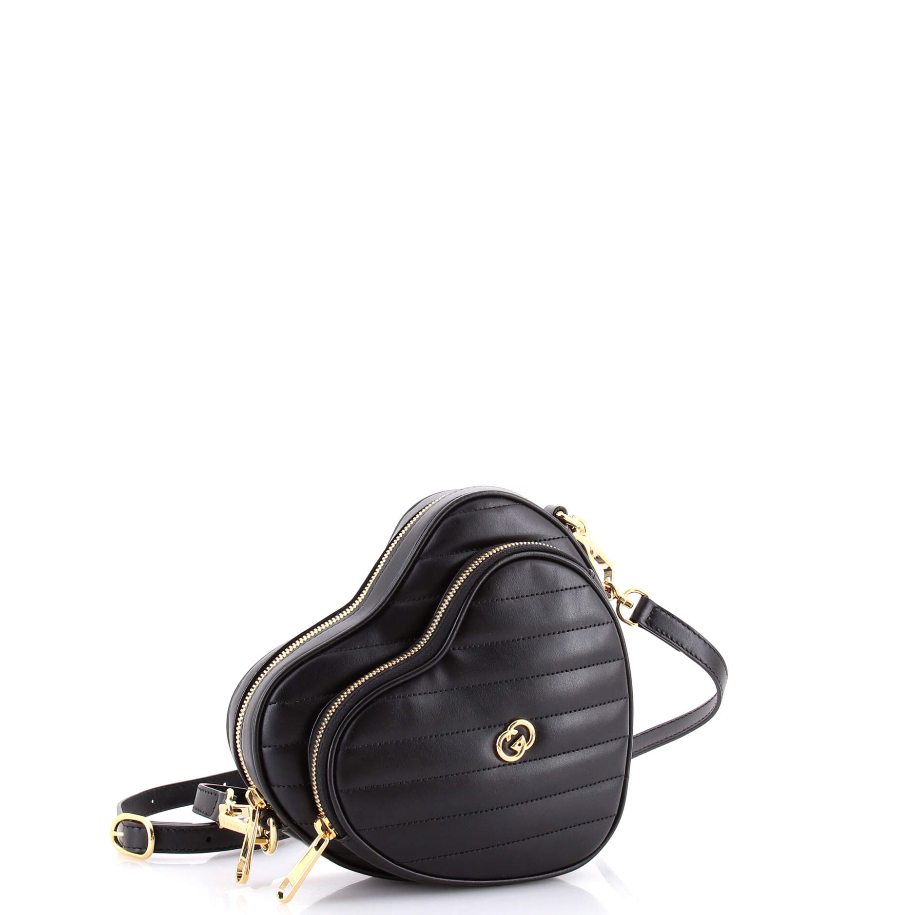 Interlocking G Heart Shoulder Bag Diagonal Quilted Leather Mini