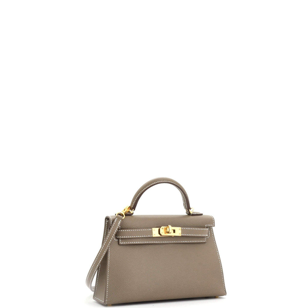 Kelly Mini II Bag Grey Epsom with Gold Hardware 20