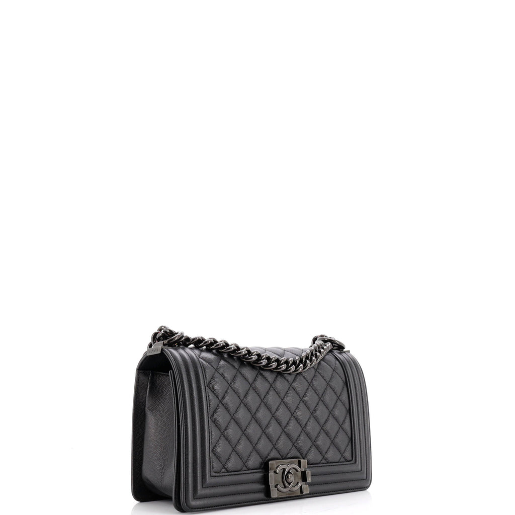 So Black Boy Flap Bag Quilted Caviar Old Medium