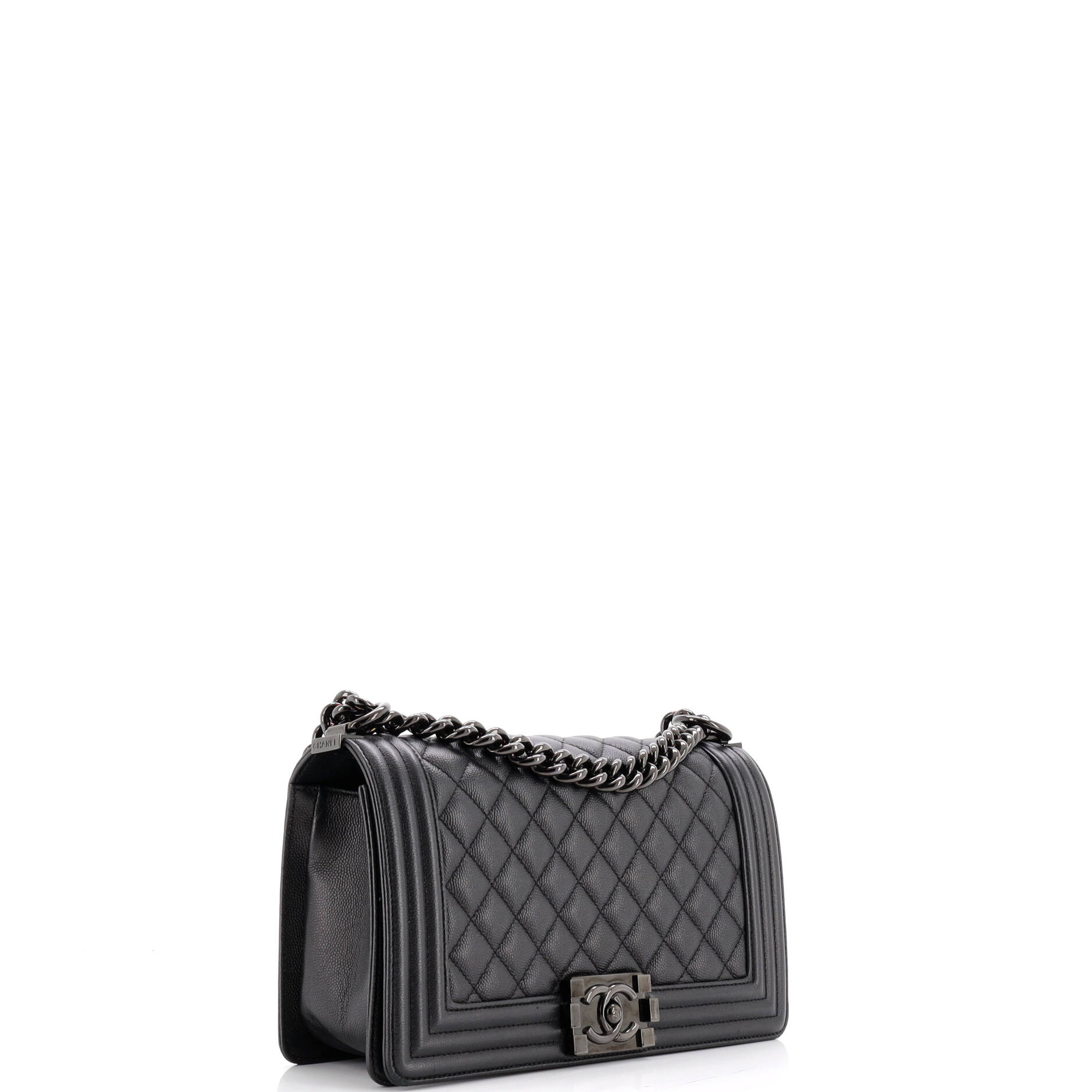 So Black Boy Flap Bag Quilted Caviar Old Medium