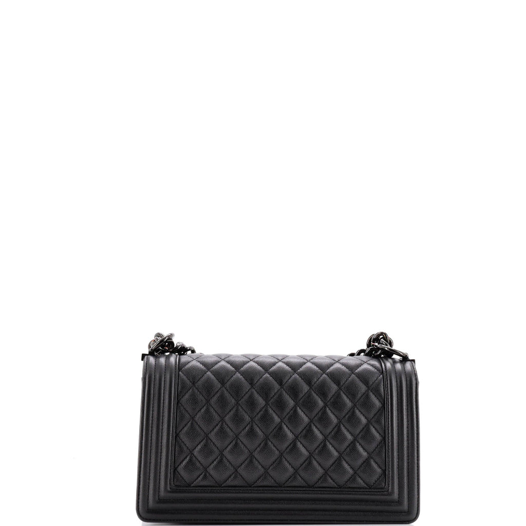 So Black Boy Flap Bag Quilted Caviar Old Medium