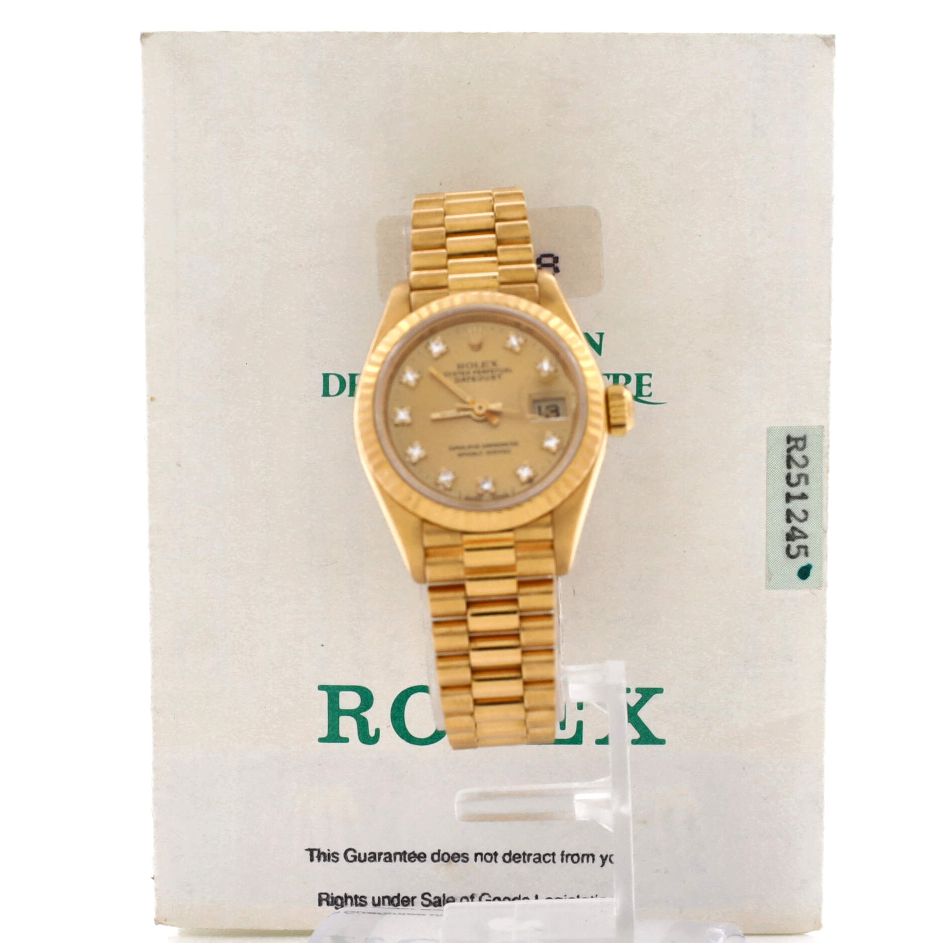 Oyster Perpetual Datejust Automatic Watch Yellow Gold with Diamond Markers 26