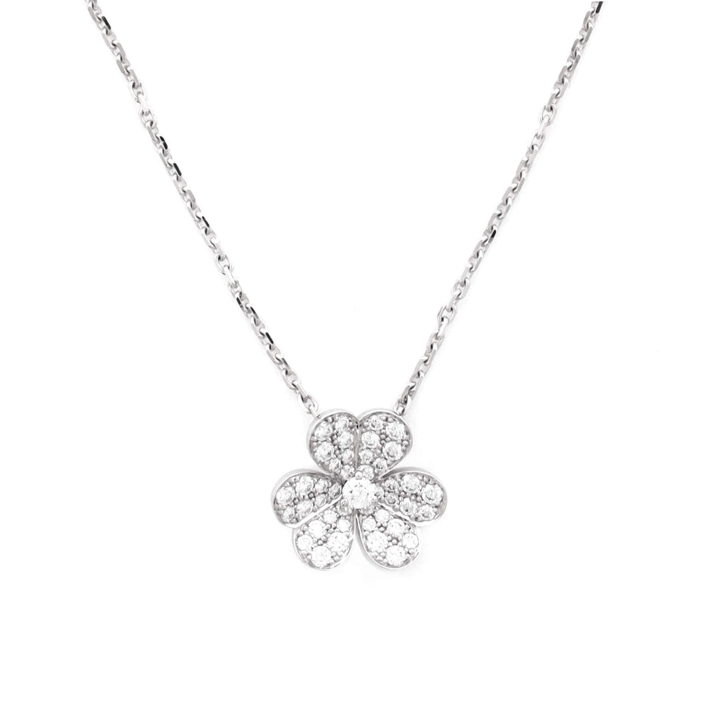 Frivole Pendant Necklace 18K White Gold with Pave Diamonds Small