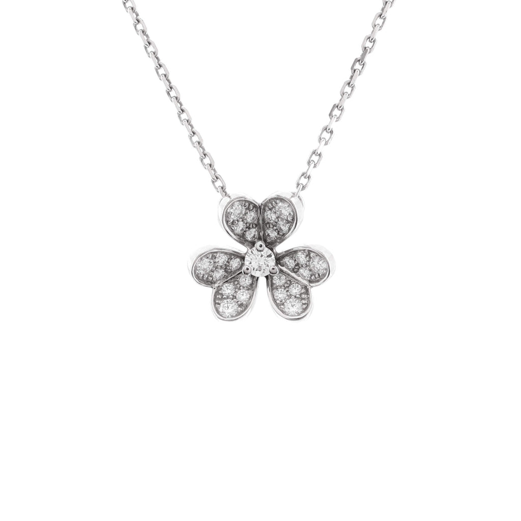 Frivole Pendant Necklace 18K White Gold with Pave Diamonds Mini
