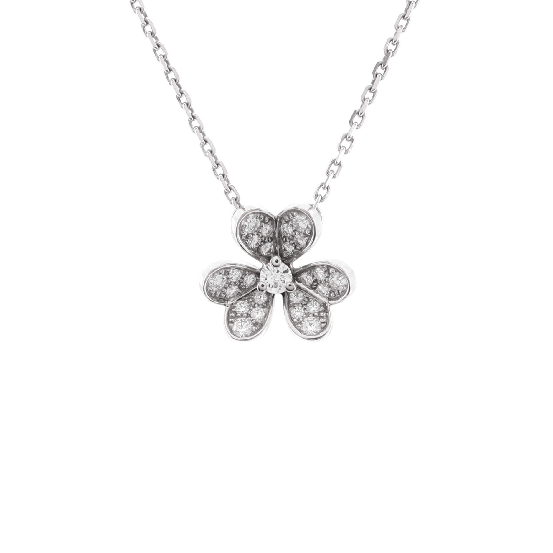 Frivole Pendant Necklace 18K White Gold with Pave Diamonds Mini