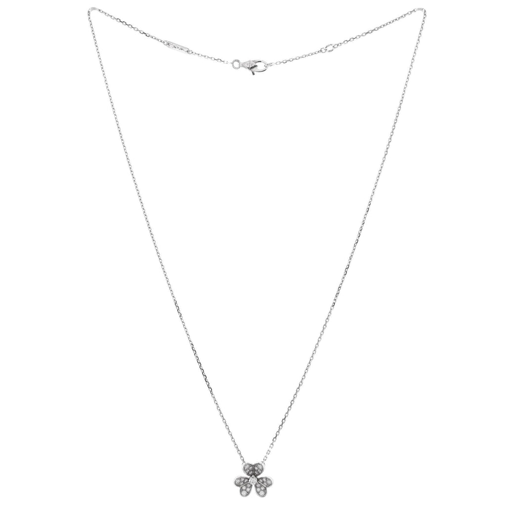Frivole Pendant Necklace 18K White Gold with Pave Diamonds Mini